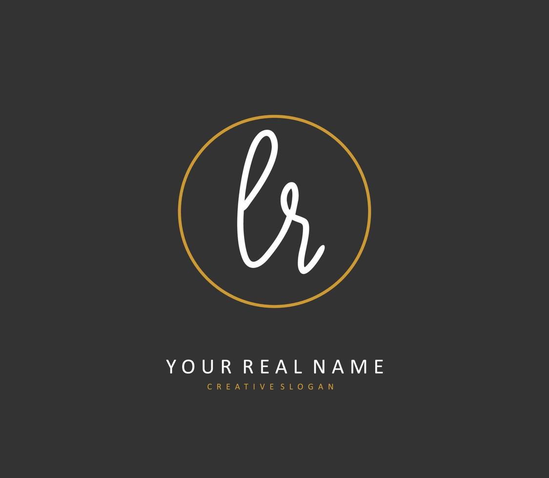 LR Initial letter handwriting and  signature logo. A concept handwriting initial logo with template element. vector