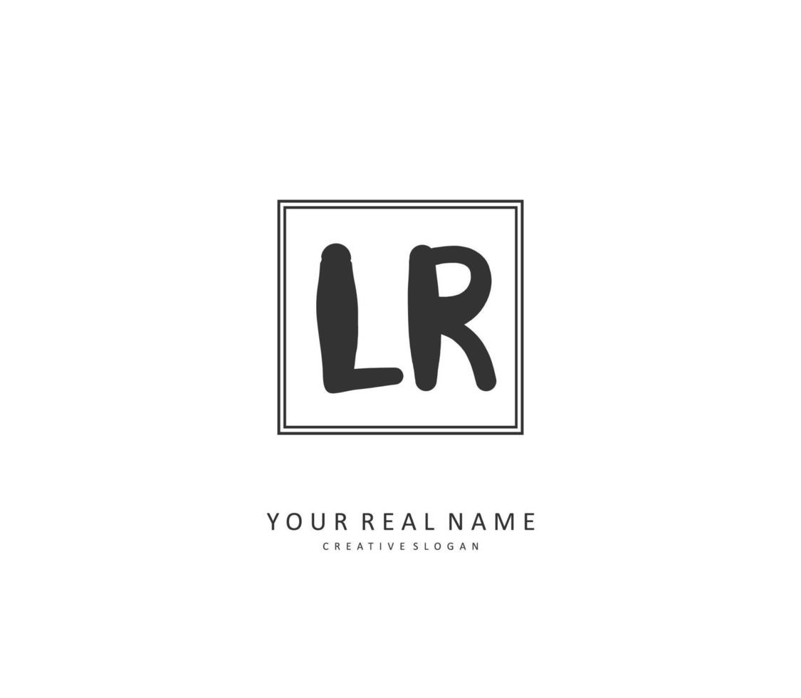 LR Initial letter handwriting and  signature logo. A concept handwriting initial logo with template element. vector