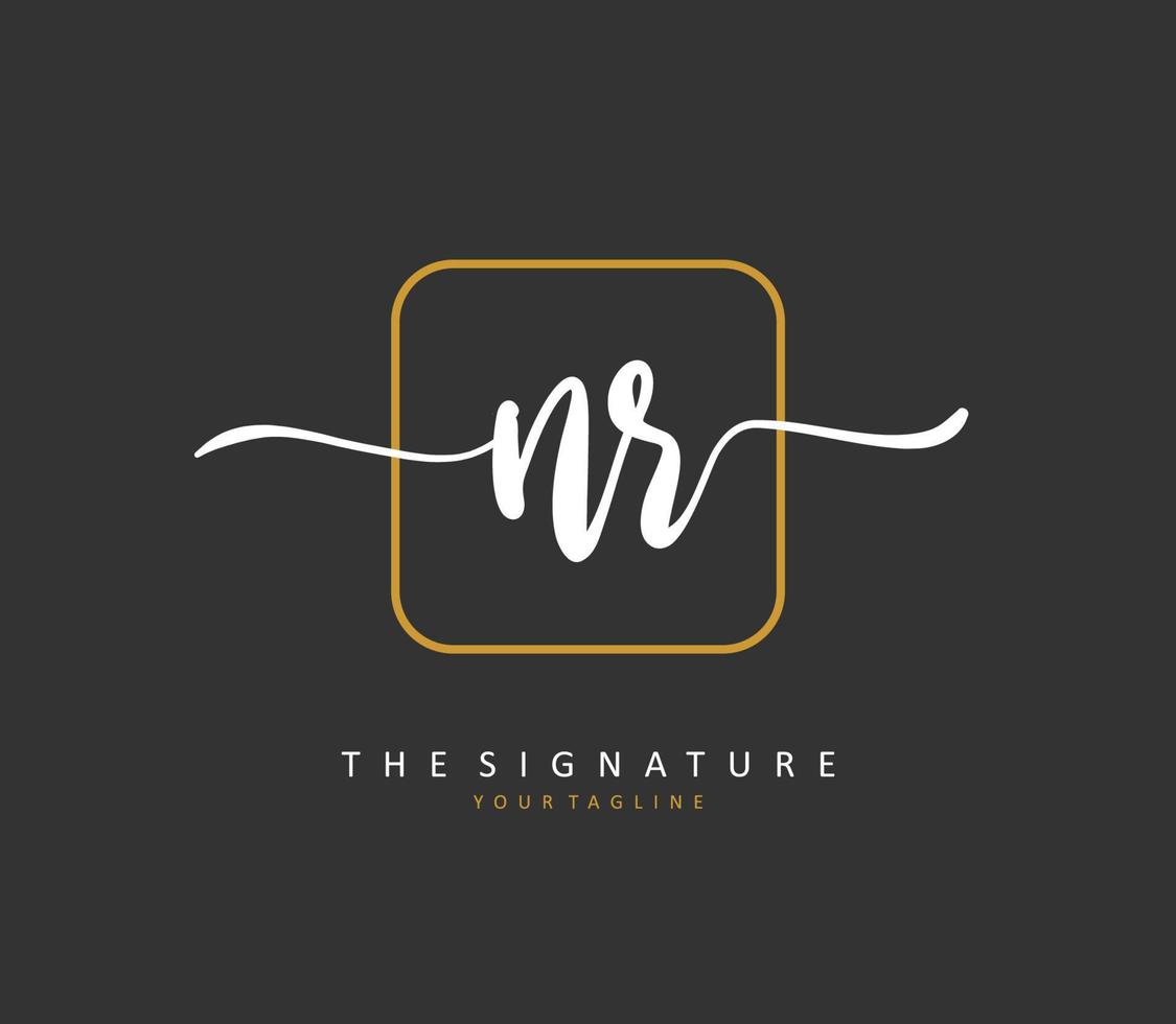NR Initial letter handwriting and  signature logo. A concept handwriting initial logo with template element. vector