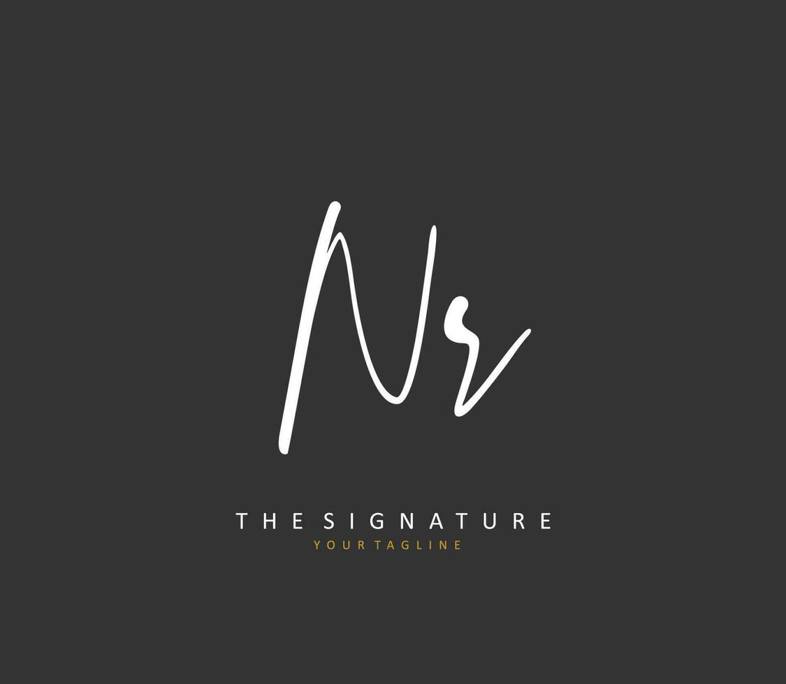 NR Initial letter handwriting and  signature logo. A concept handwriting initial logo with template element. vector