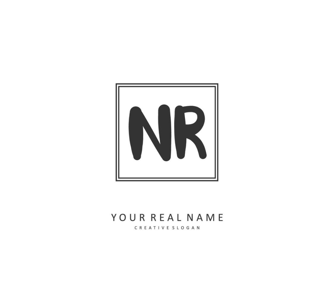 NR Initial letter handwriting and  signature logo. A concept handwriting initial logo with template element. vector