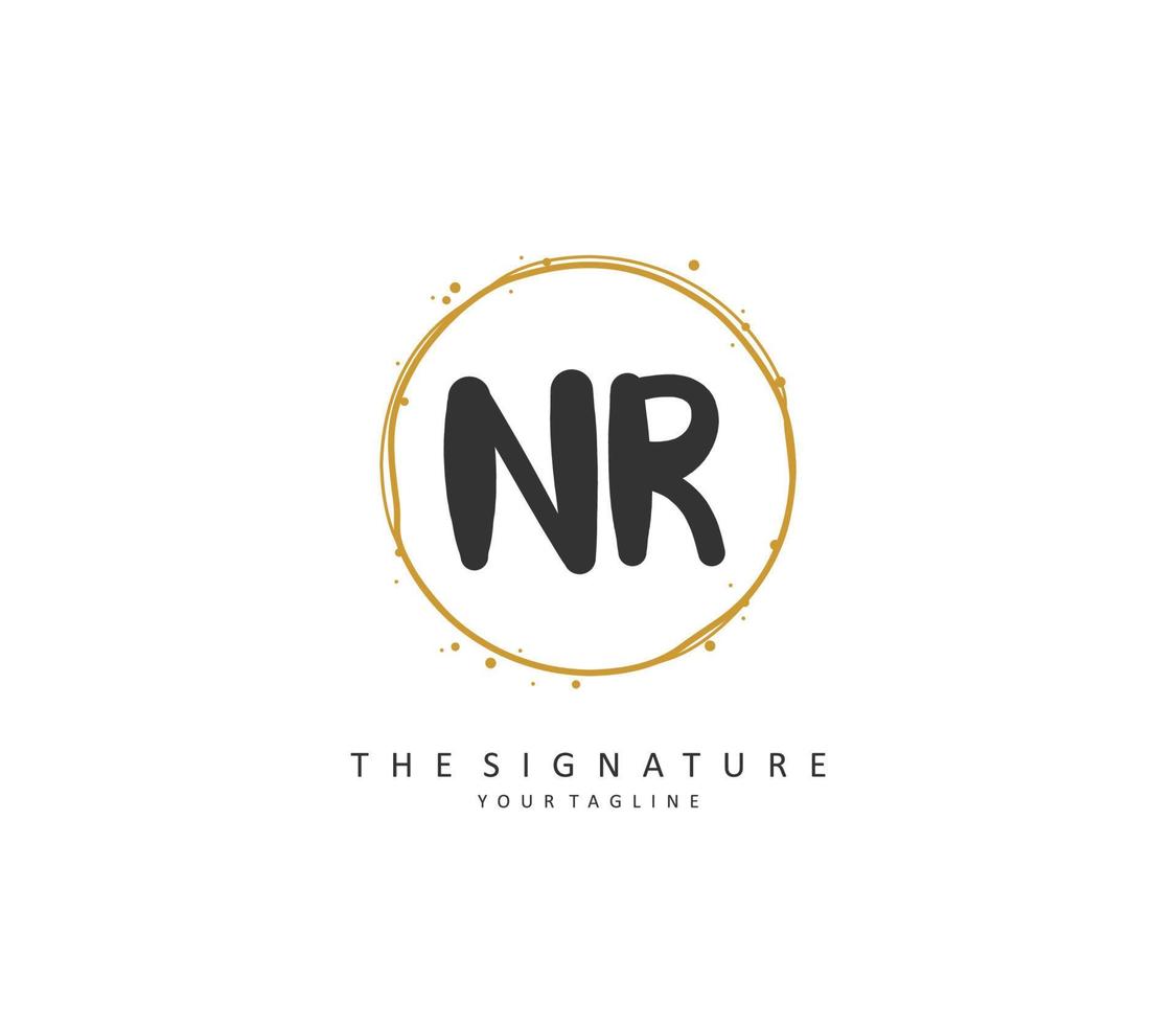 NR Initial letter handwriting and  signature logo. A concept handwriting initial logo with template element. vector