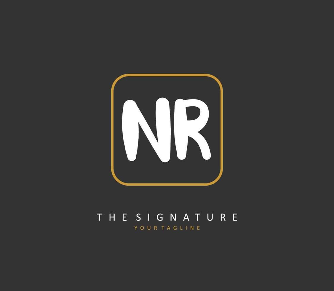 NR Initial letter handwriting and  signature logo. A concept handwriting initial logo with template element. vector