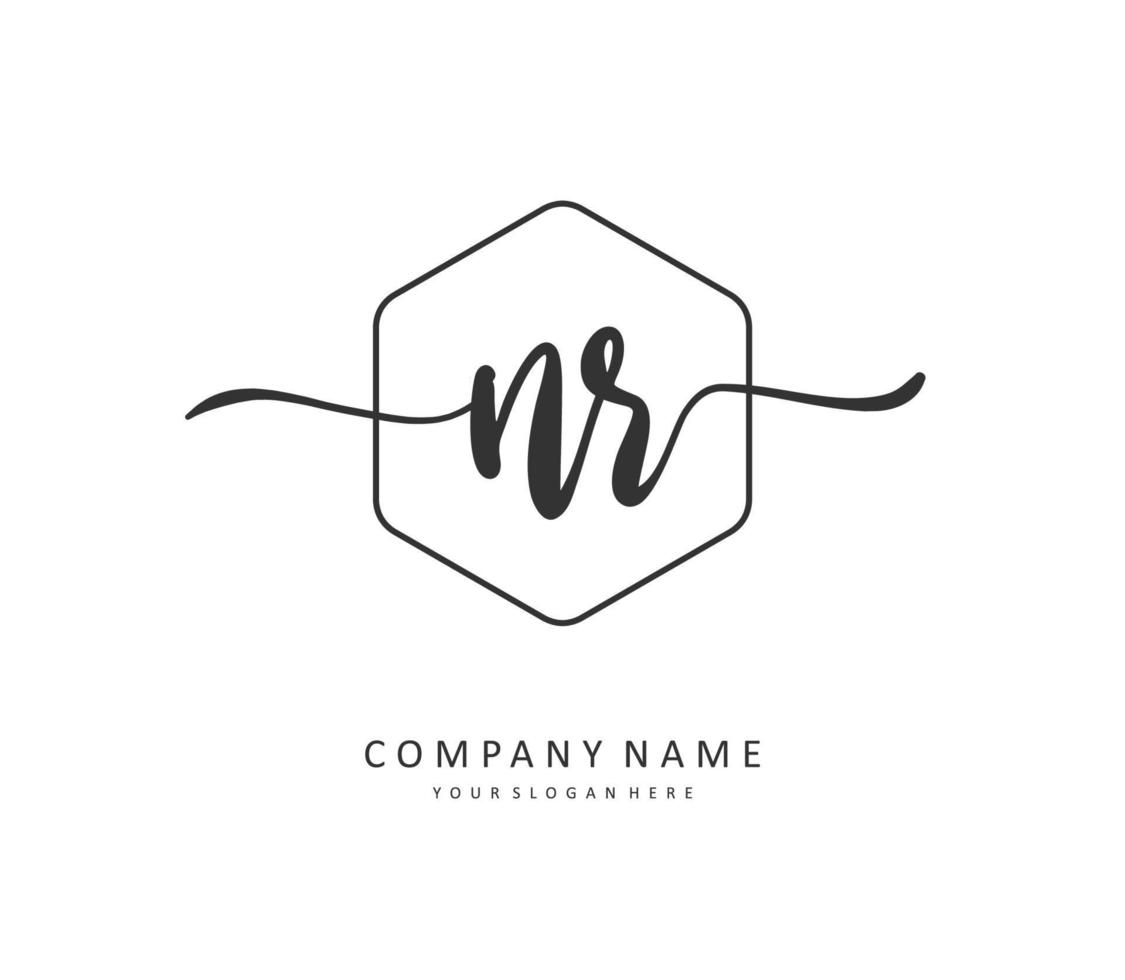 NR Initial letter handwriting and  signature logo. A concept handwriting initial logo with template element. vector