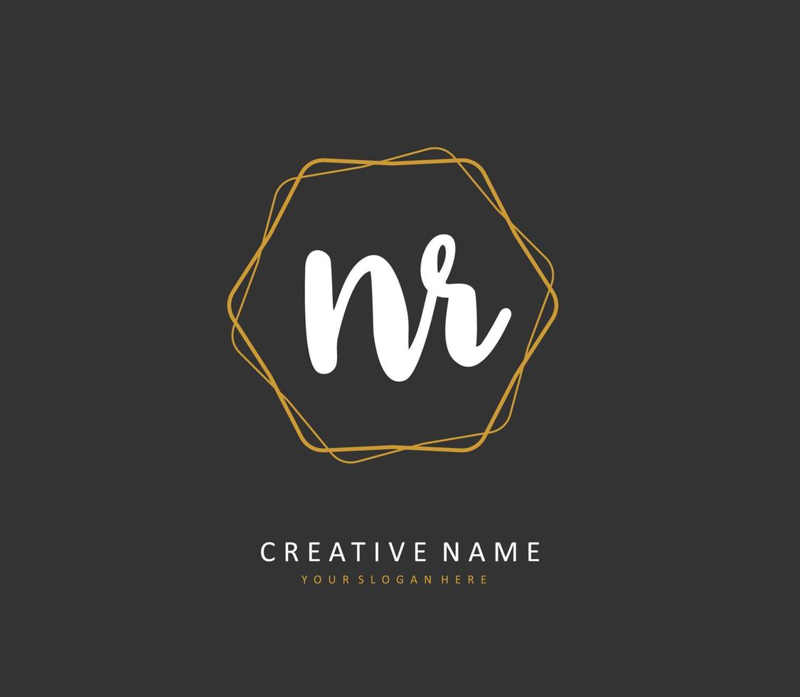 NR Initial letter handwriting and  signature logo. A concept handwriting initial logo with template element. vector