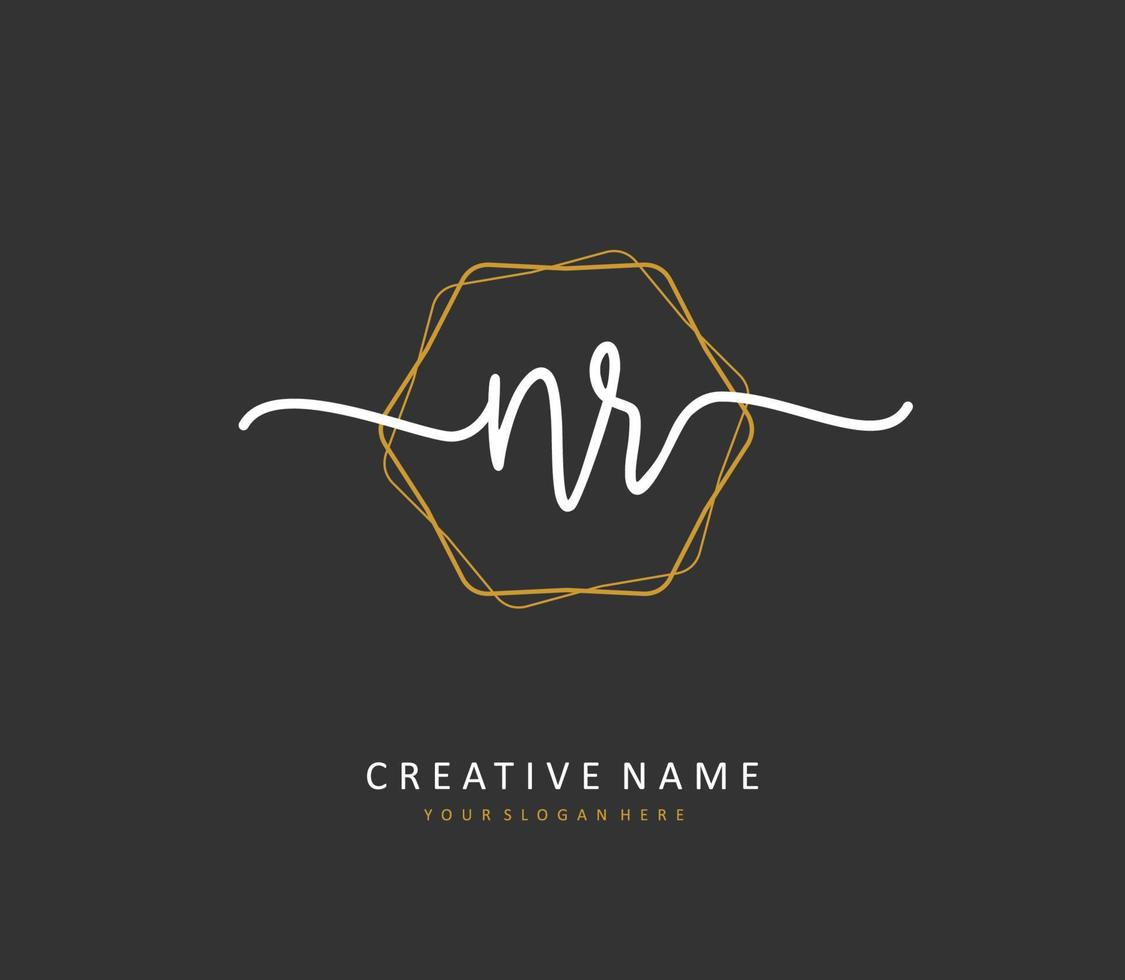 NR Initial letter handwriting and  signature logo. A concept handwriting initial logo with template element. vector