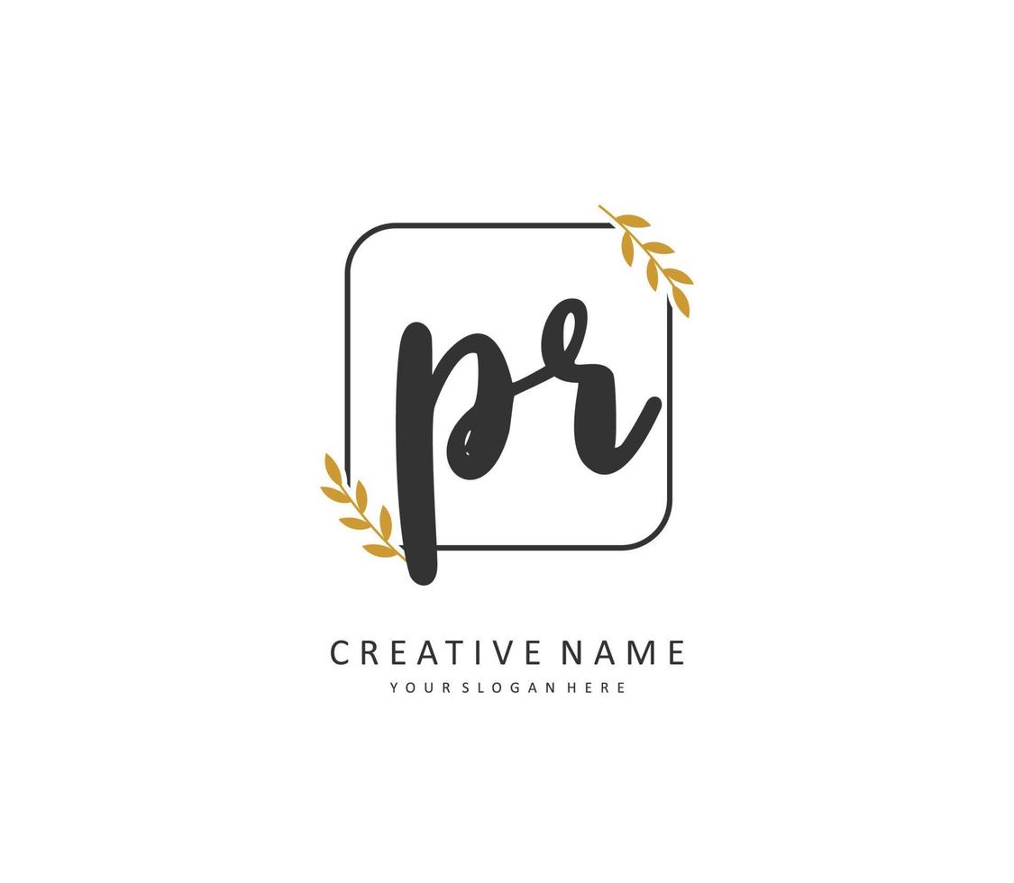 PR Initial letter handwriting and  signature logo. A concept handwriting initial logo with template element. vector