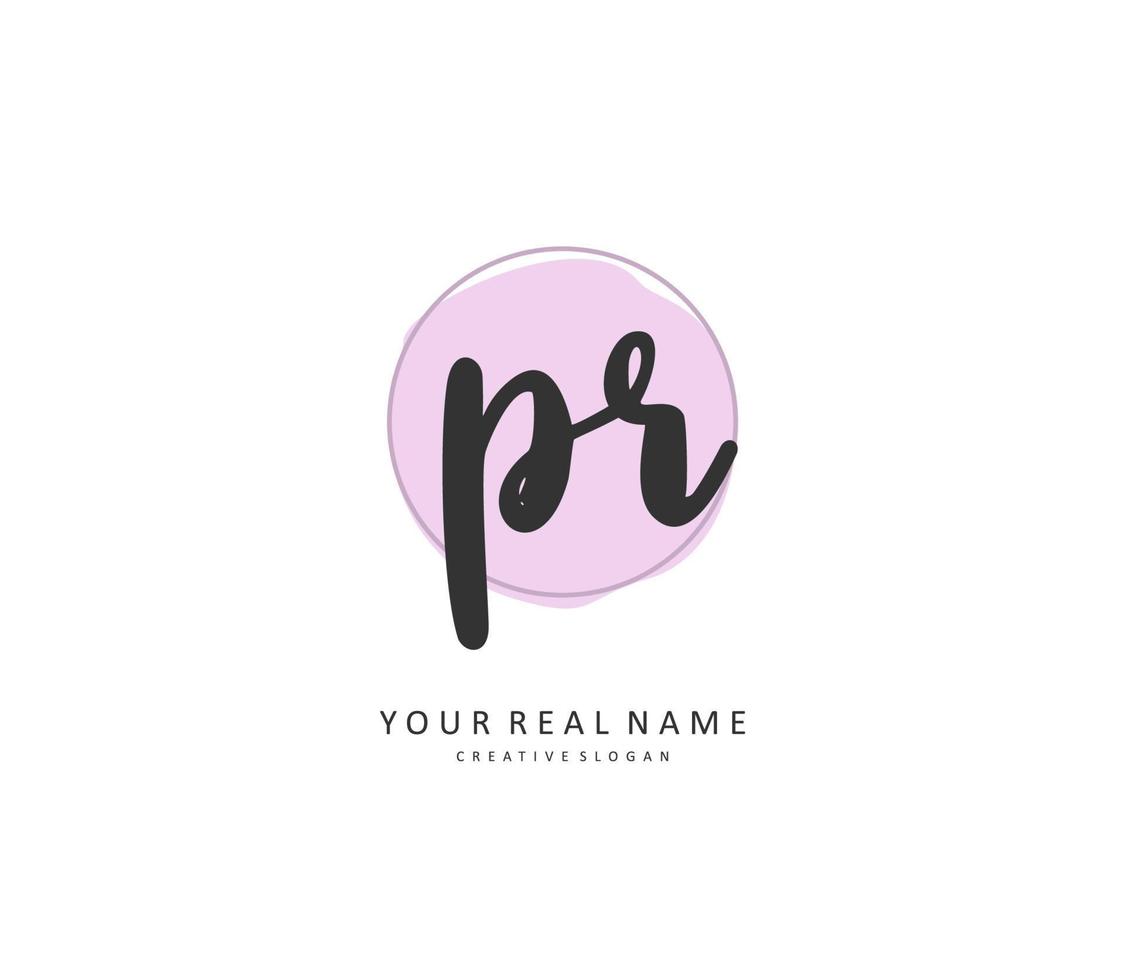 PR Initial letter handwriting and  signature logo. A concept handwriting initial logo with template element. vector