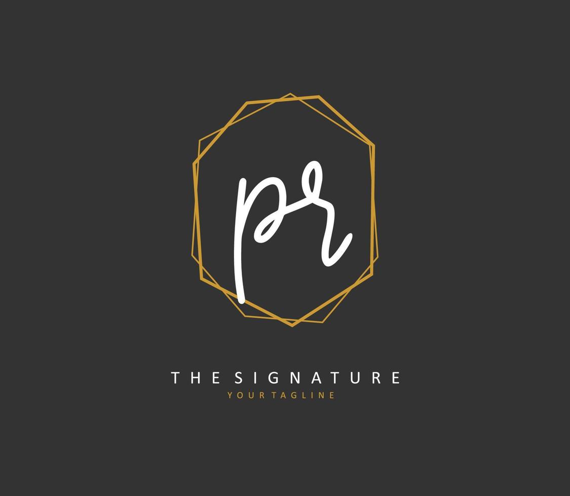 PR Initial letter handwriting and  signature logo. A concept handwriting initial logo with template element. vector