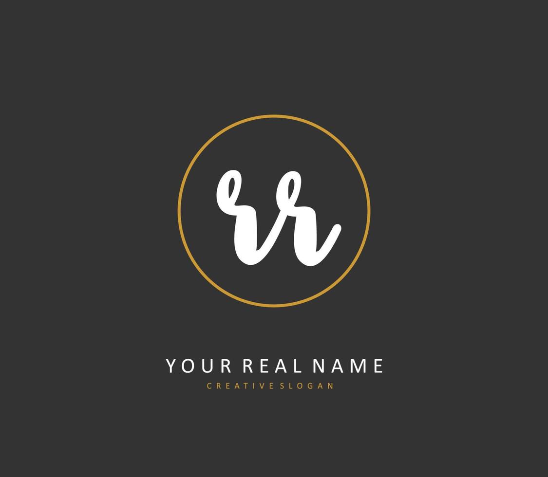 RR Initial letter handwriting and  signature logo. A concept handwriting initial logo with template element. vector