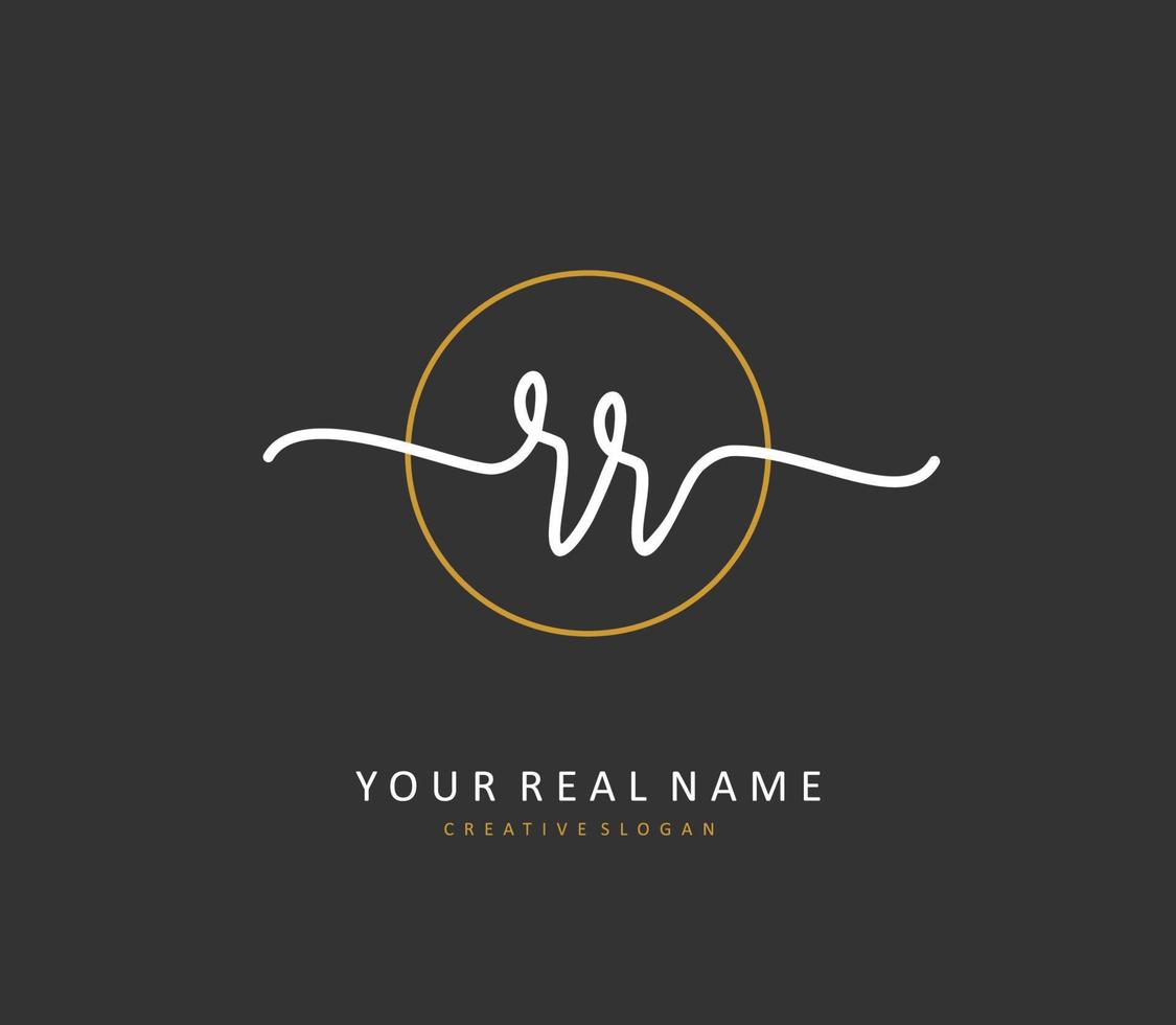 RR Initial letter handwriting and  signature logo. A concept handwriting initial logo with template element. vector