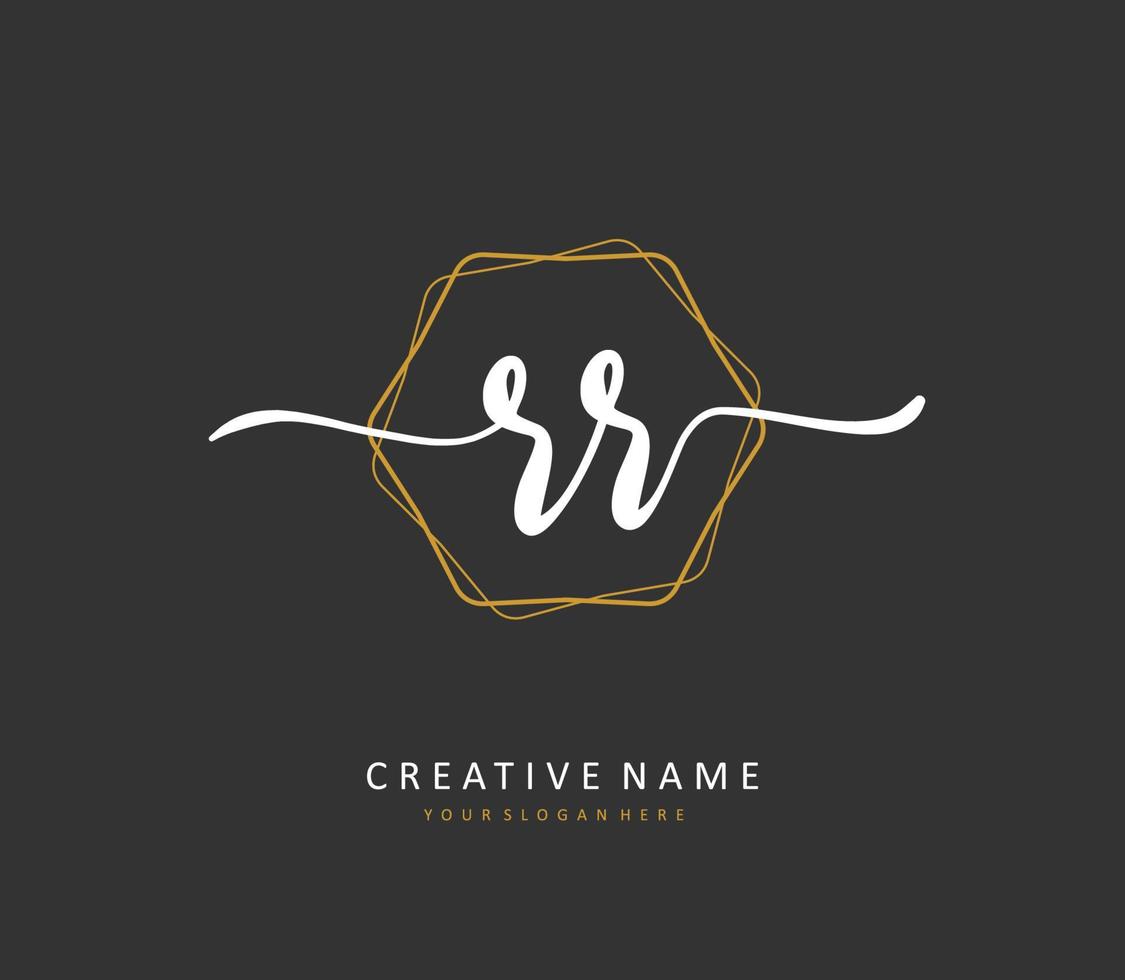 RR Initial letter handwriting and  signature logo. A concept handwriting initial logo with template element. vector