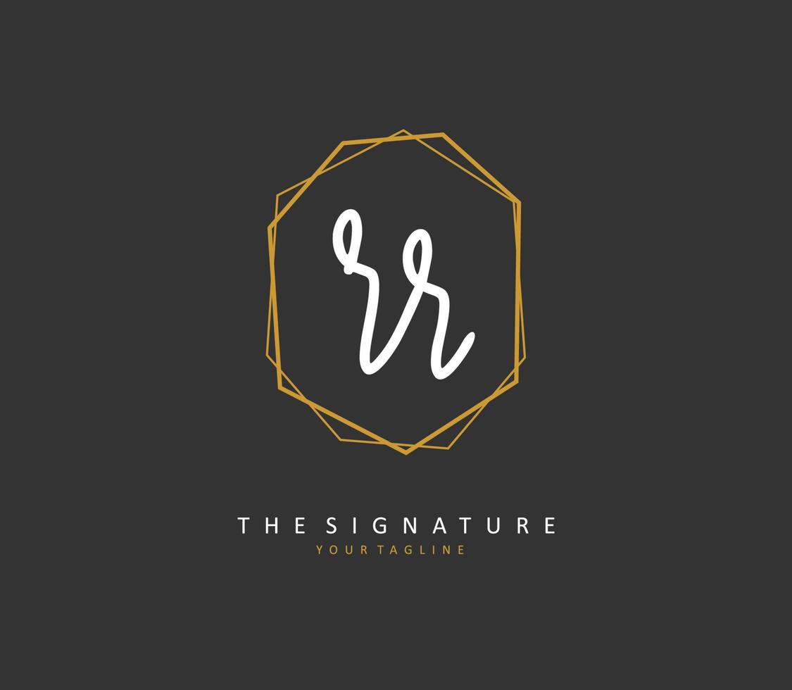 RR Initial letter handwriting and  signature logo. A concept handwriting initial logo with template element. vector