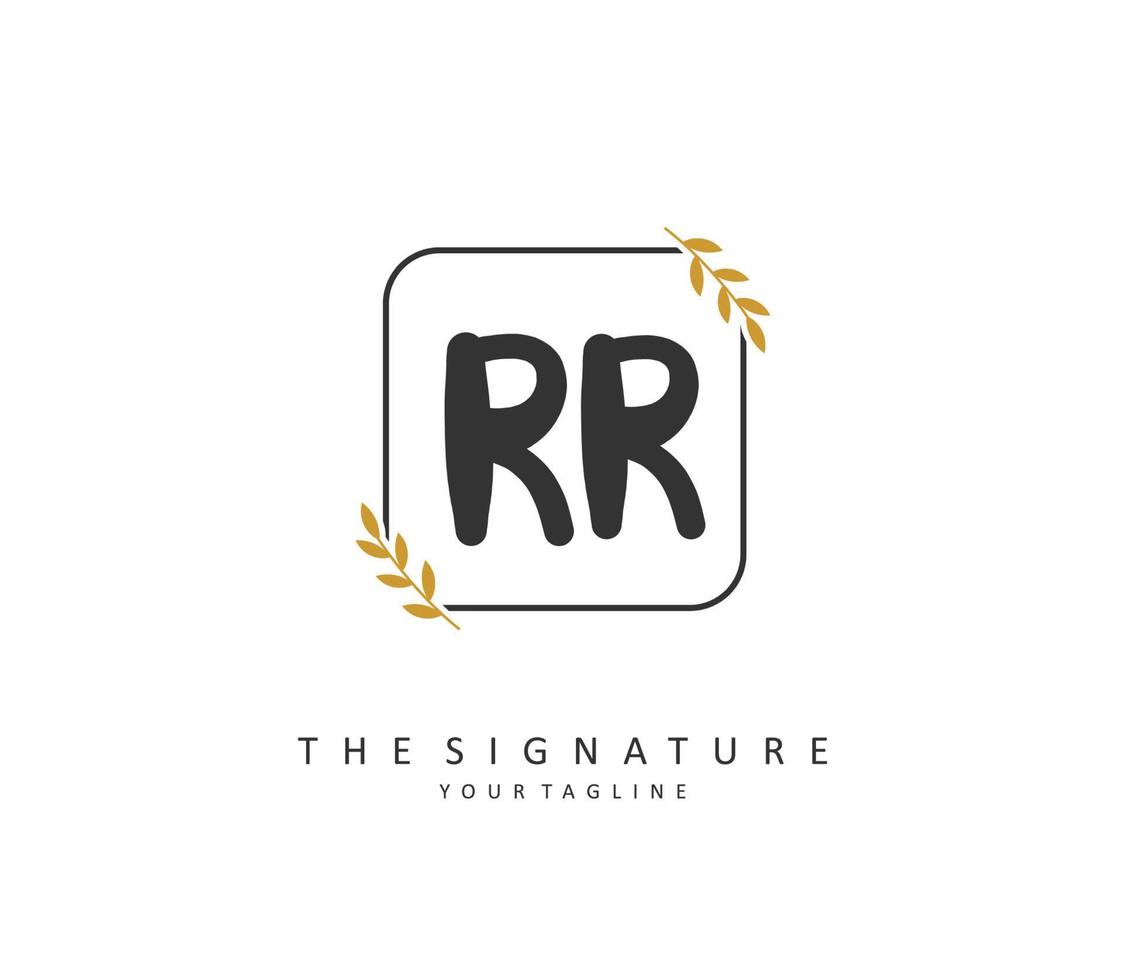 RR Initial letter handwriting and  signature logo. A concept handwriting initial logo with template element. vector