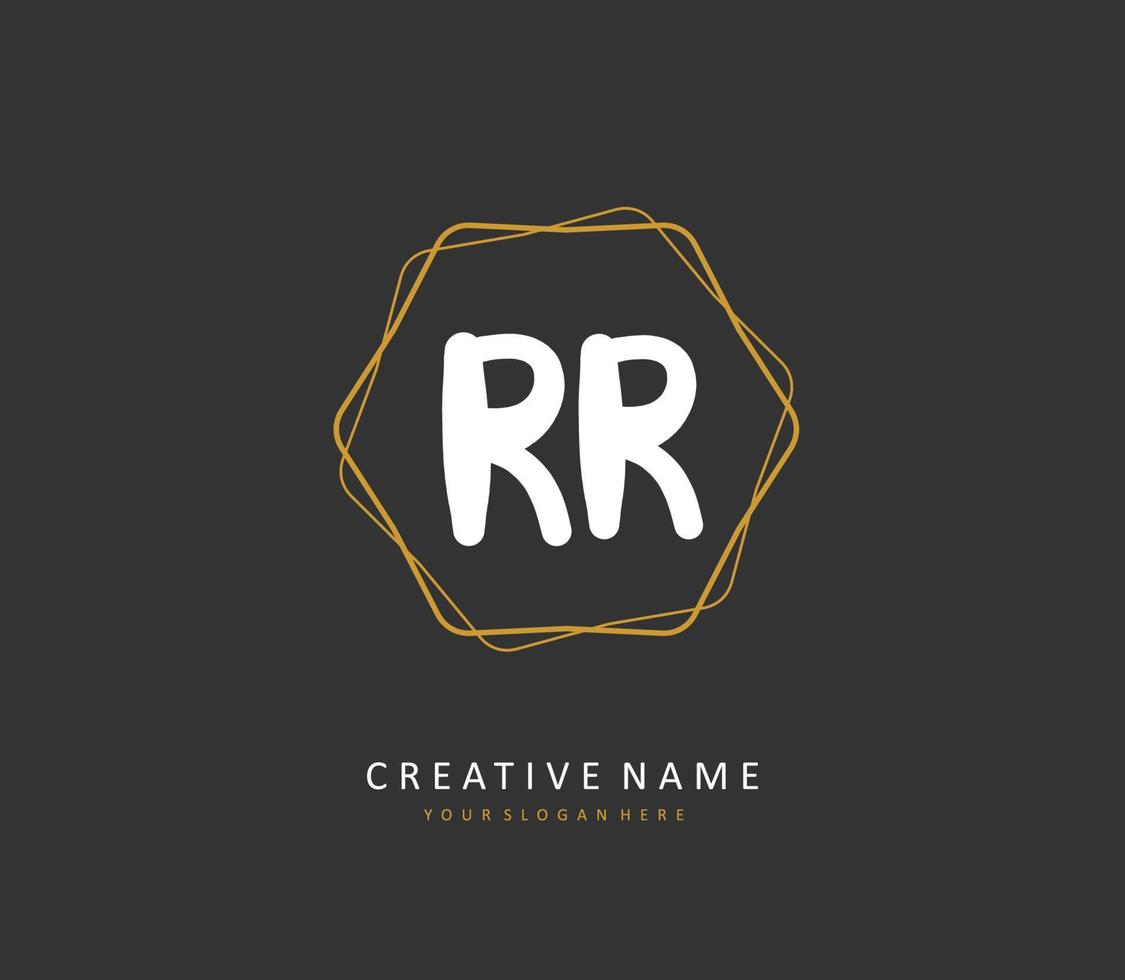 RR Initial letter handwriting and  signature logo. A concept handwriting initial logo with template element. vector