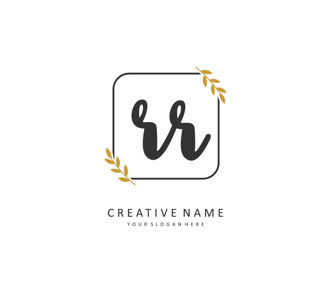 RR Initial letter handwriting and  signature logo. A concept handwriting initial logo with template element. vector