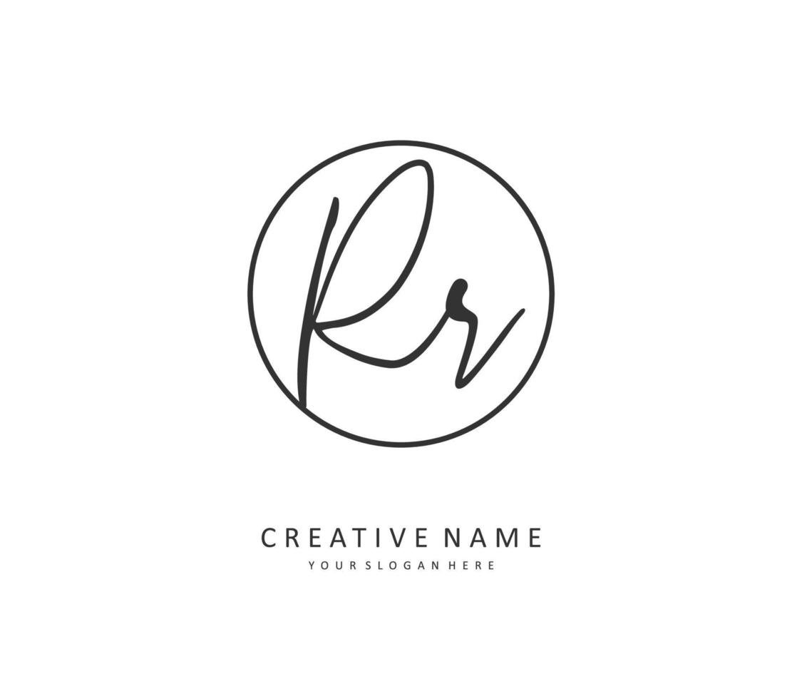 RR Initial letter handwriting and  signature logo. A concept handwriting initial logo with template element. vector