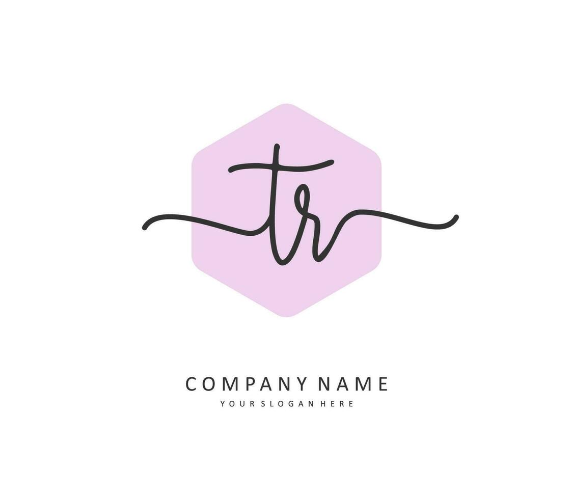 TR Initial letter handwriting and  signature logo. A concept handwriting initial logo with template element. vector