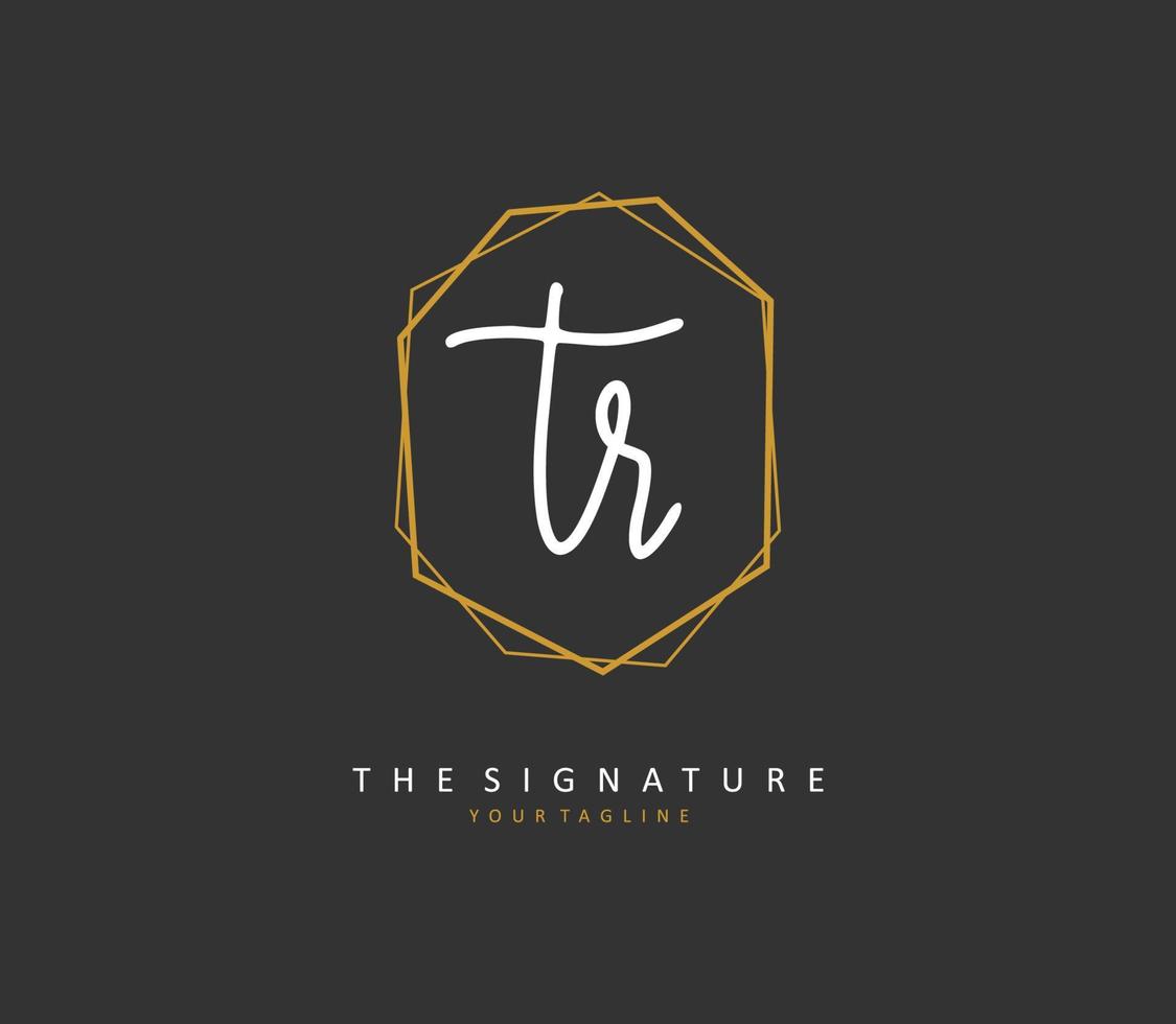 TR Initial letter handwriting and  signature logo. A concept handwriting initial logo with template element. vector