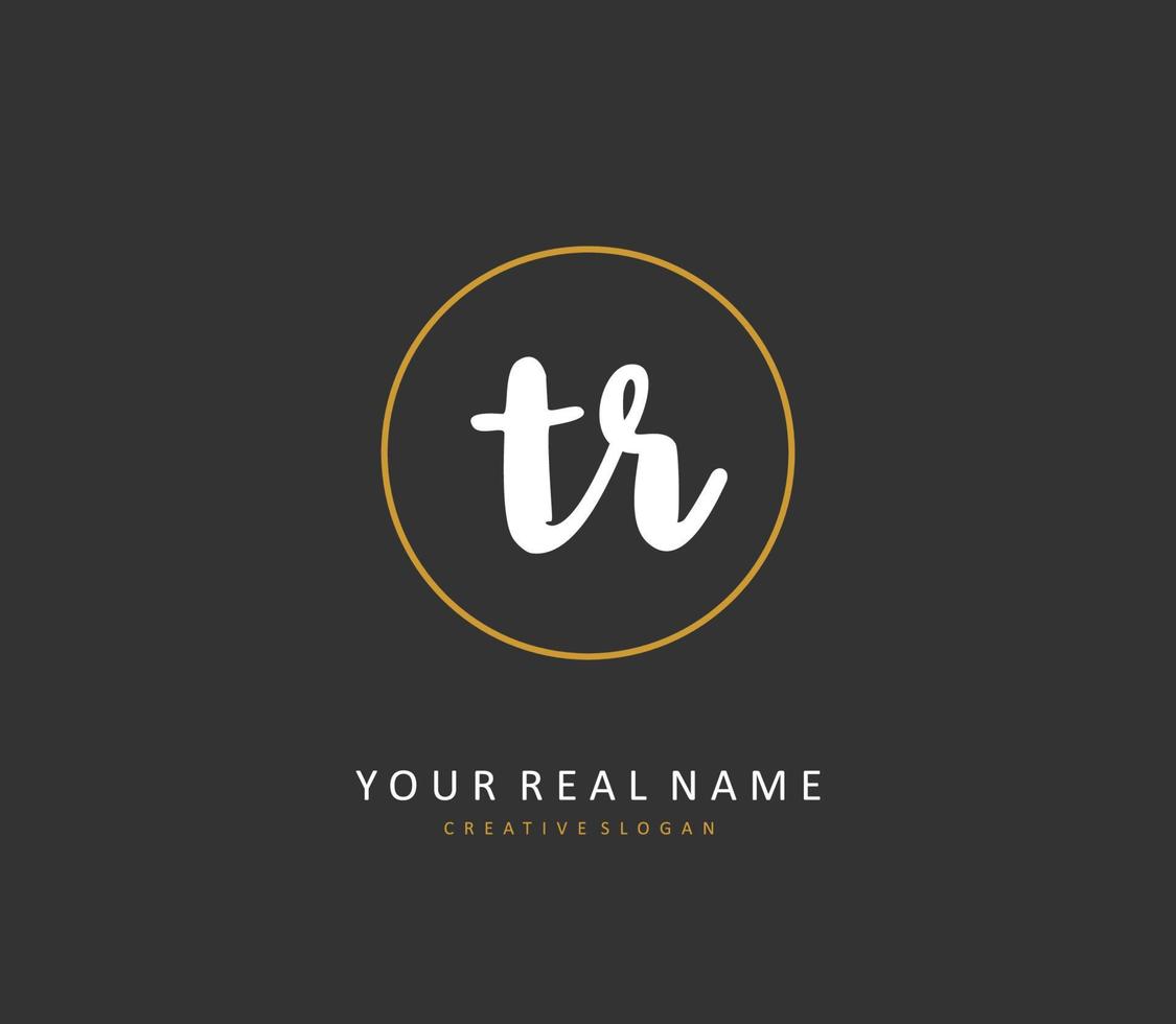 TR Initial letter handwriting and  signature logo. A concept handwriting initial logo with template element. vector