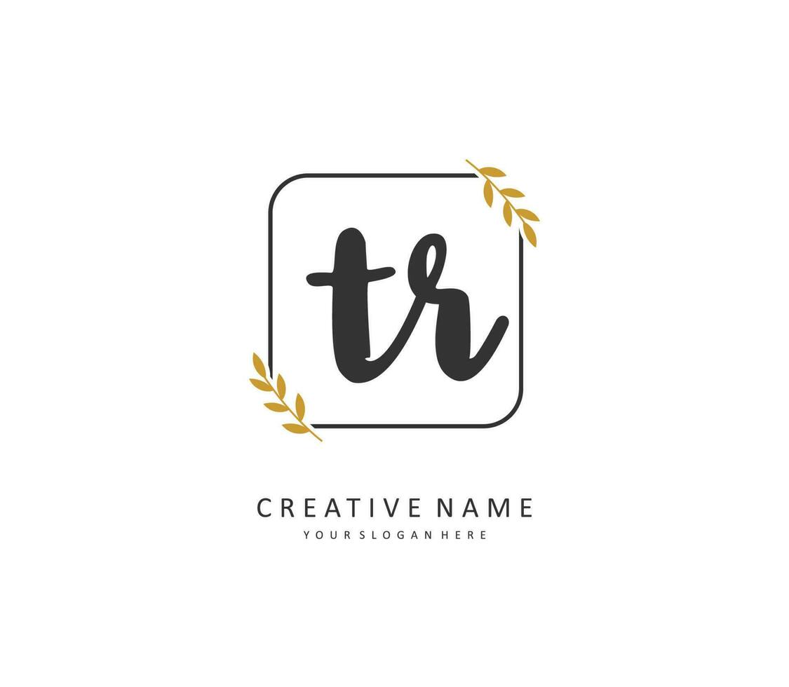 TR Initial letter handwriting and  signature logo. A concept handwriting initial logo with template element. vector