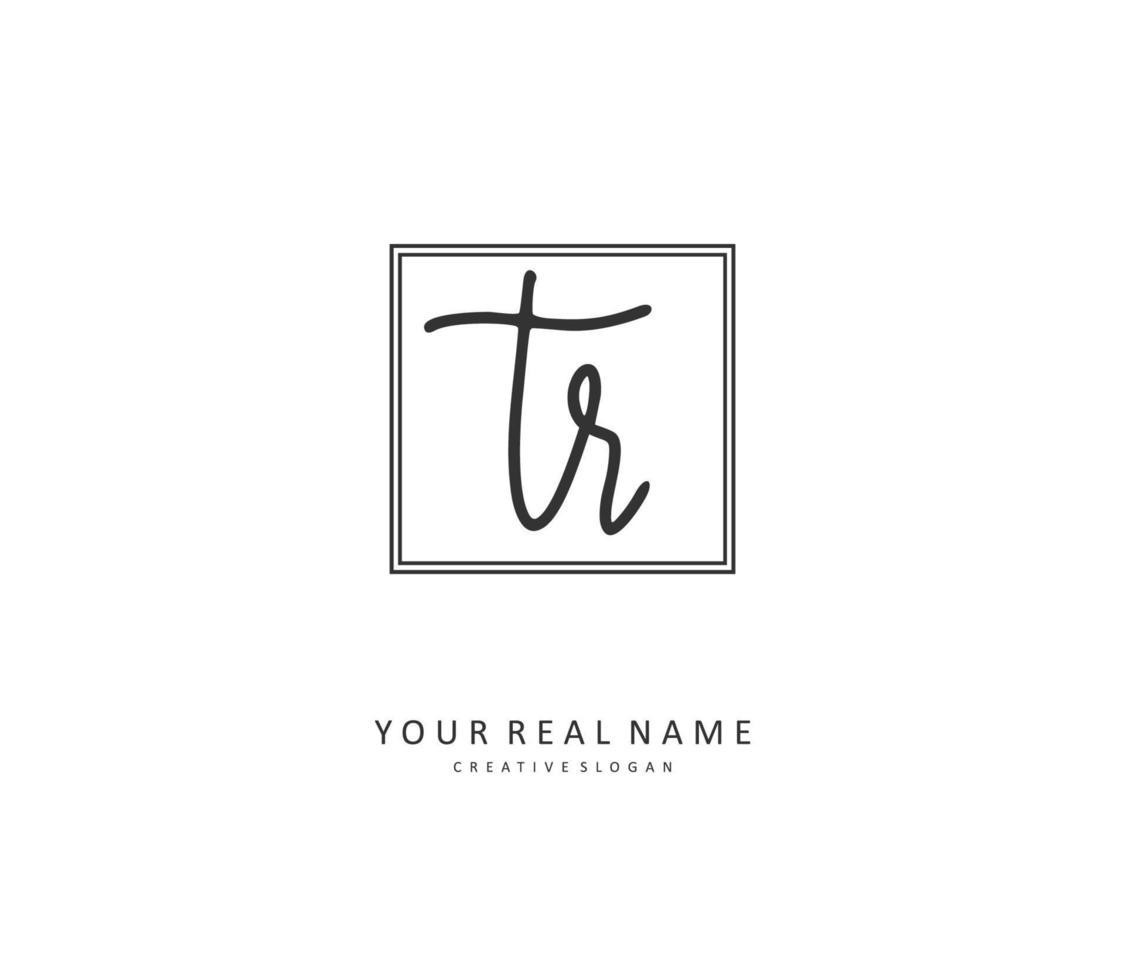 TR Initial letter handwriting and  signature logo. A concept handwriting initial logo with template element. vector