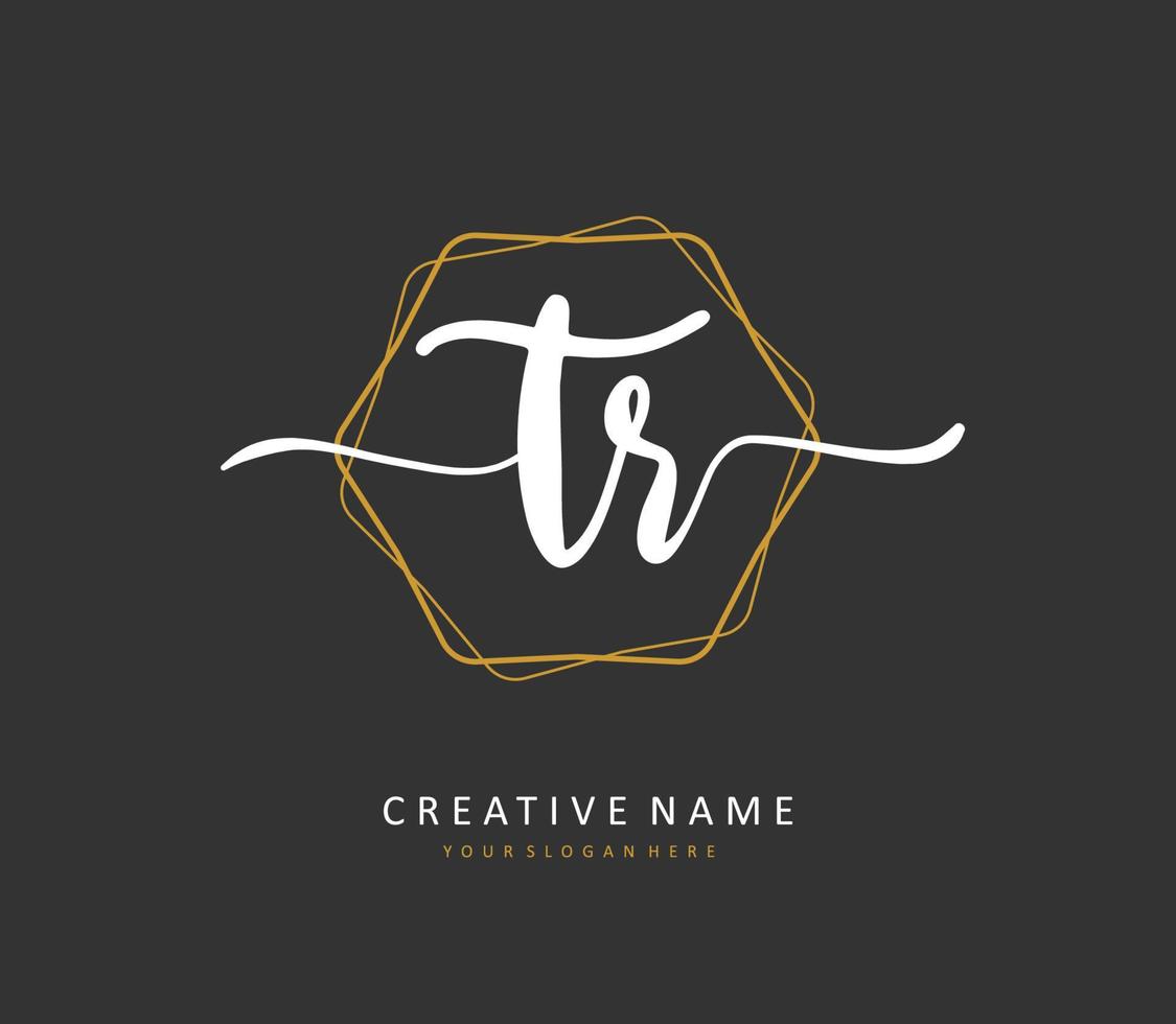 TR Initial letter handwriting and  signature logo. A concept handwriting initial logo with template element. vector