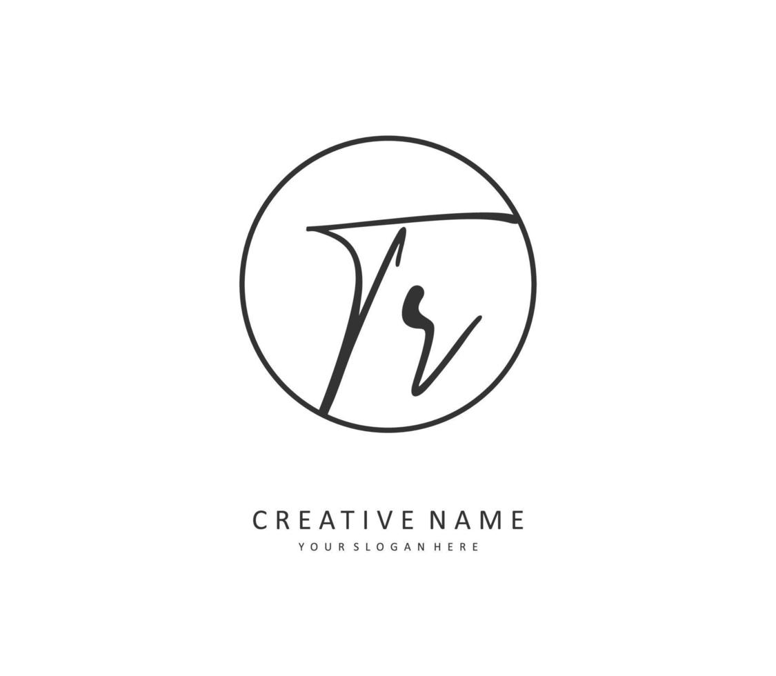 TR Initial letter handwriting and  signature logo. A concept handwriting initial logo with template element. vector