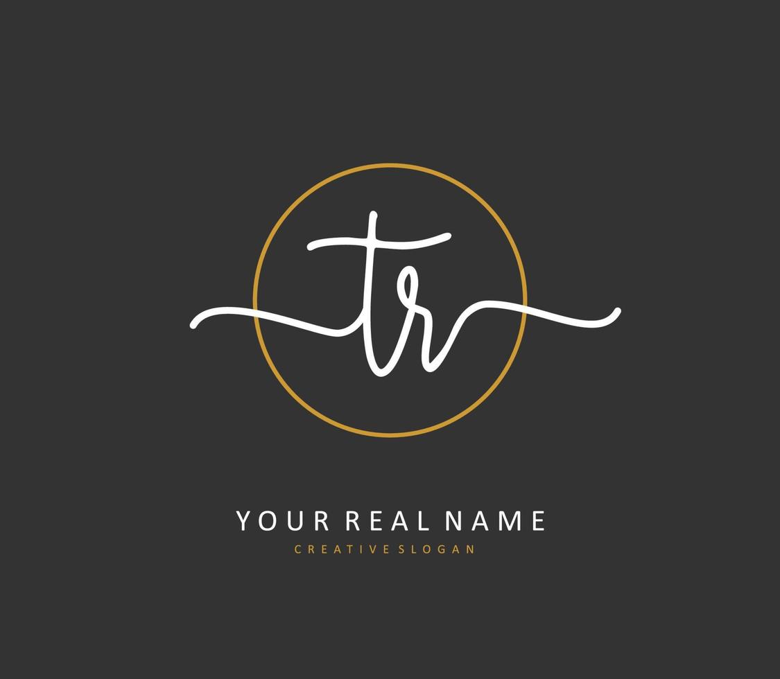 TR Initial letter handwriting and  signature logo. A concept handwriting initial logo with template element. vector