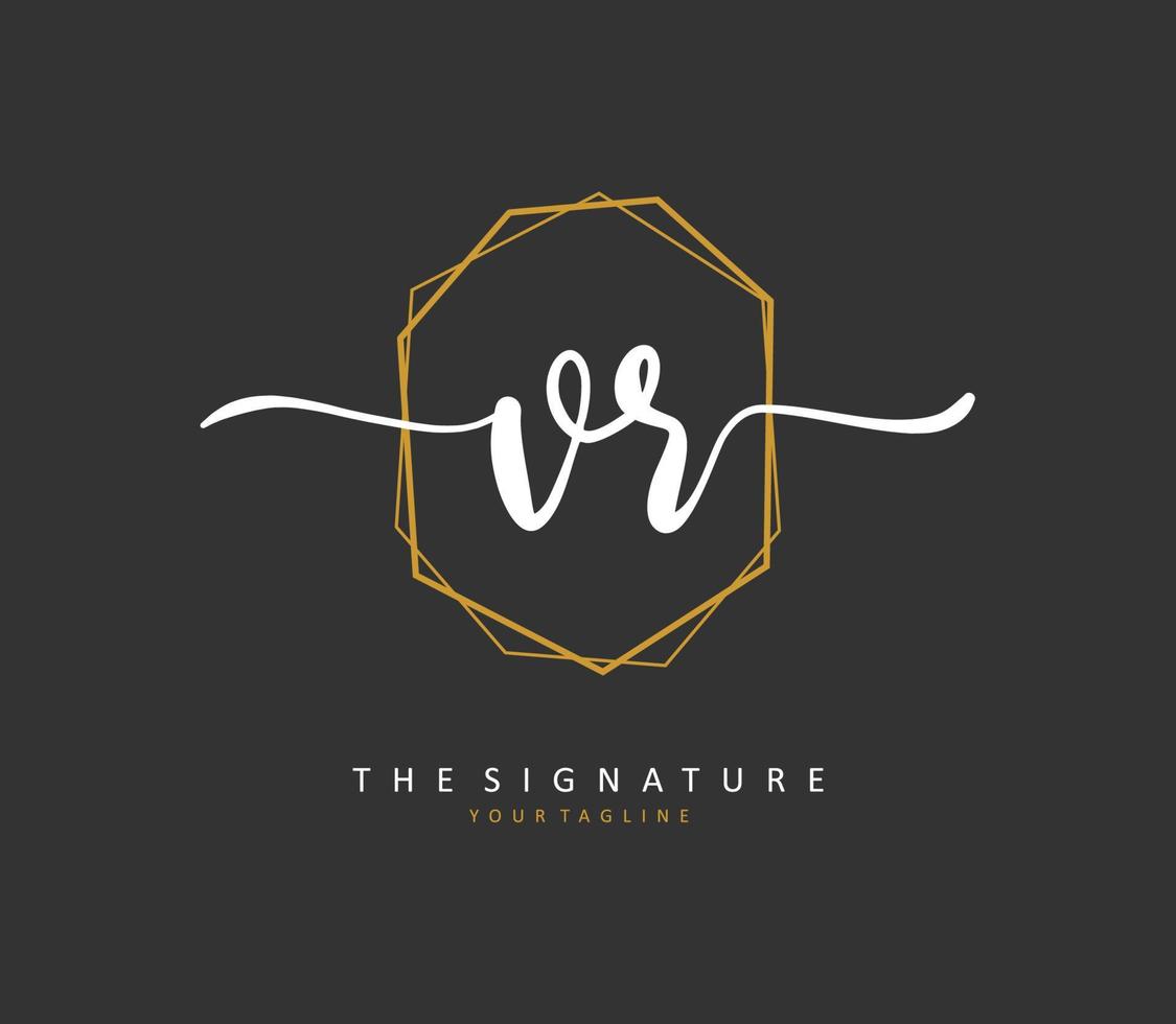 VR Initial letter handwriting and  signature logo. A concept handwriting initial logo with template element. vector