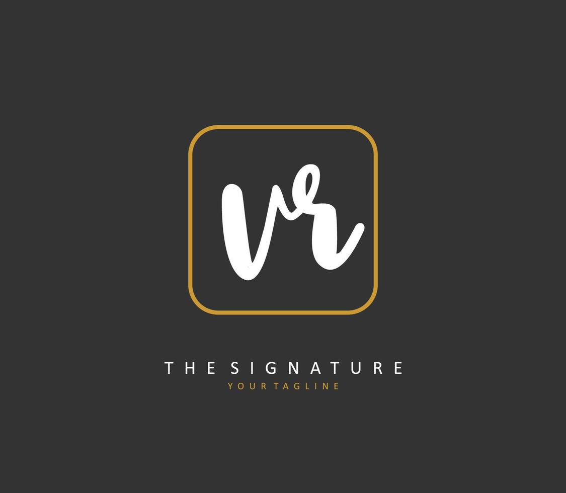 VR Initial letter handwriting and  signature logo. A concept handwriting initial logo with template element. vector