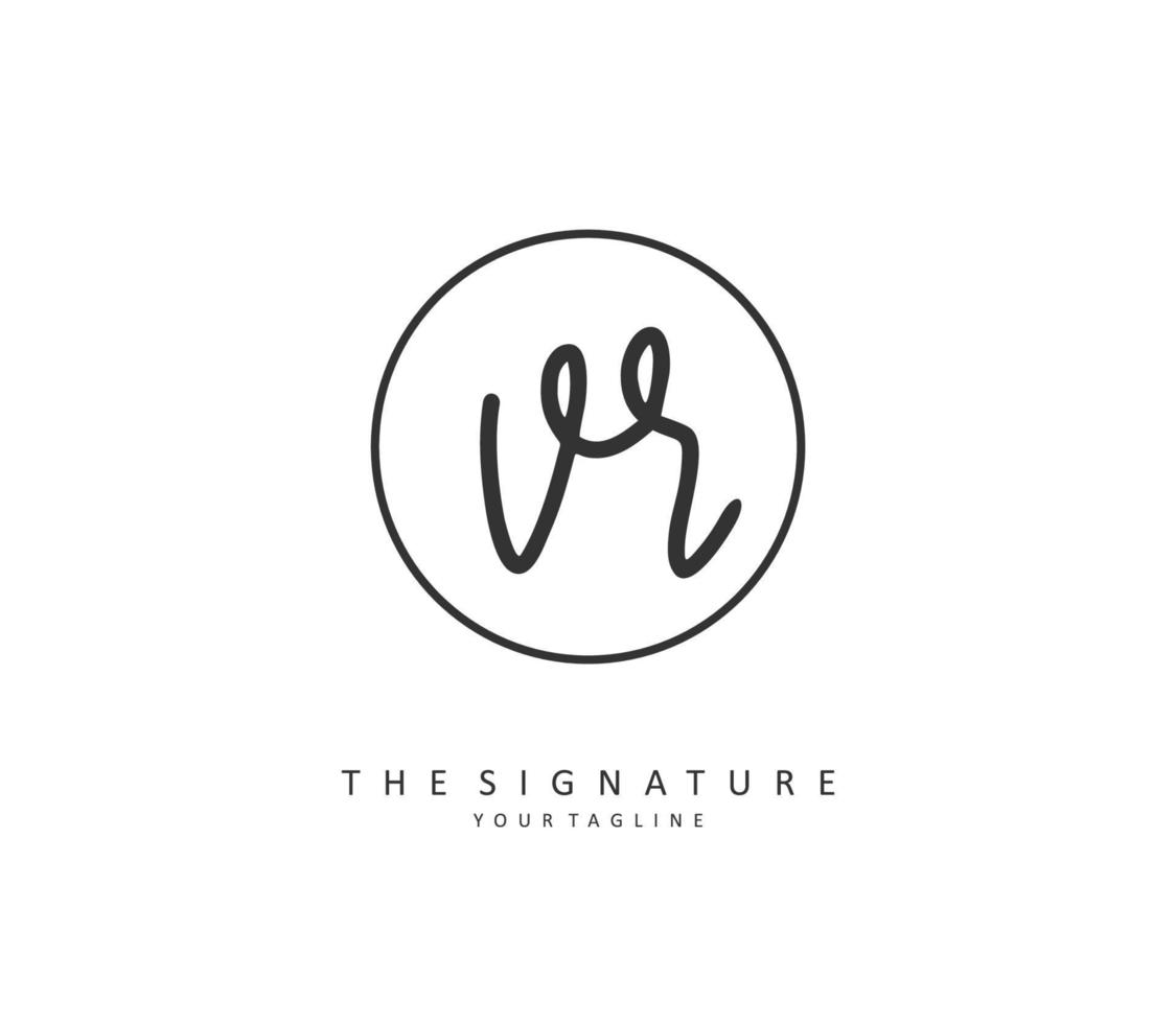 VR Initial letter handwriting and  signature logo. A concept handwriting initial logo with template element. vector