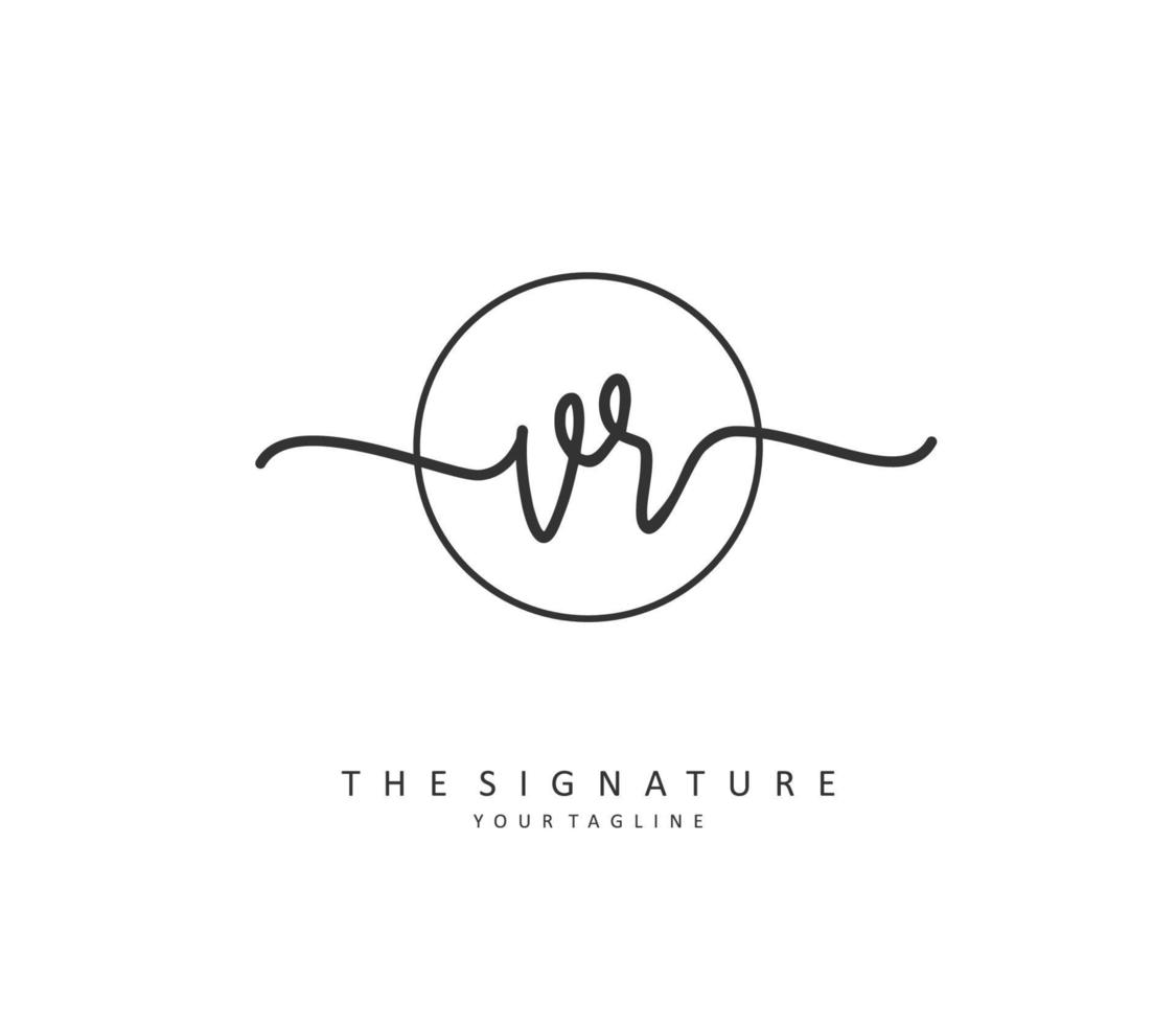 VR Initial letter handwriting and  signature logo. A concept handwriting initial logo with template element. vector