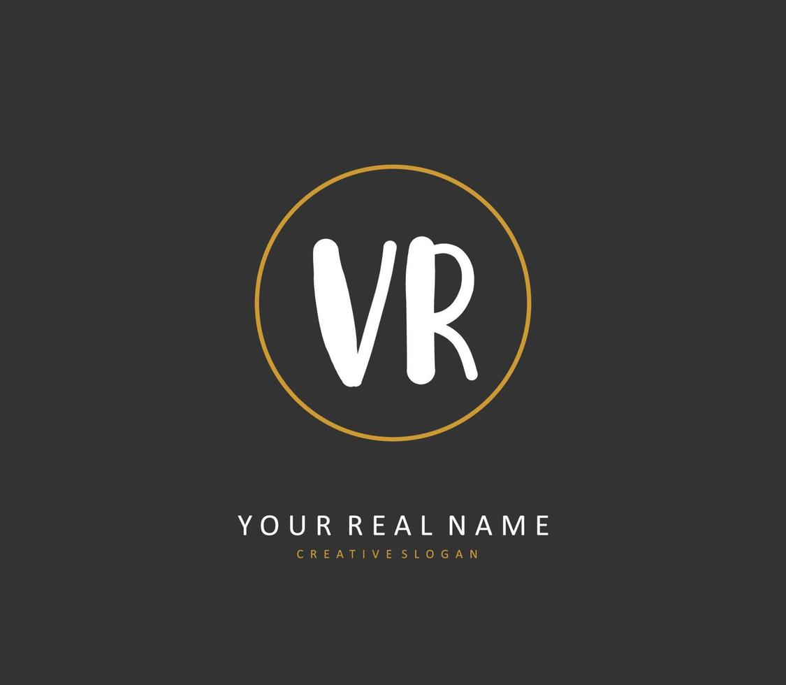 VR Initial letter handwriting and  signature logo. A concept handwriting initial logo with template element. vector