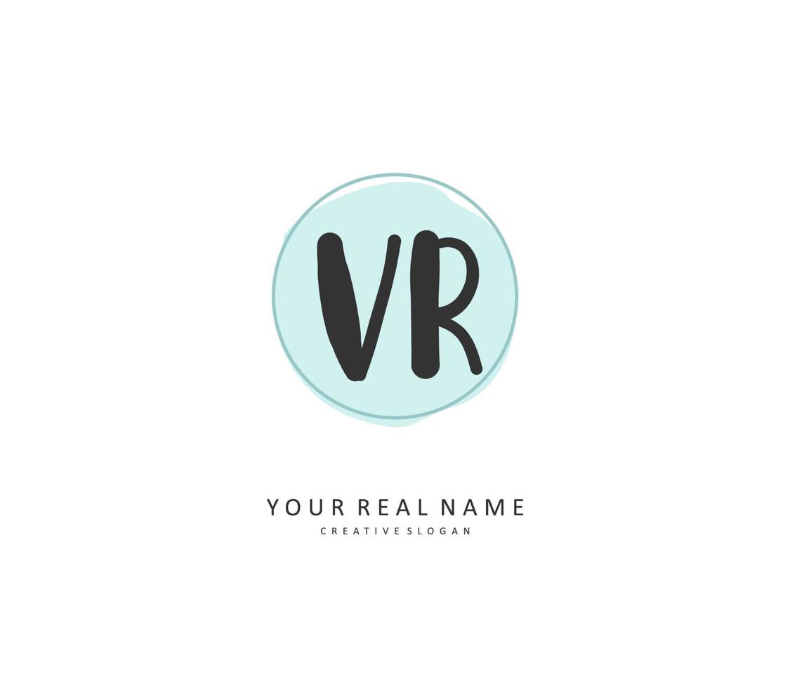 VR Initial letter handwriting and  signature logo. A concept handwriting initial logo with template element. vector