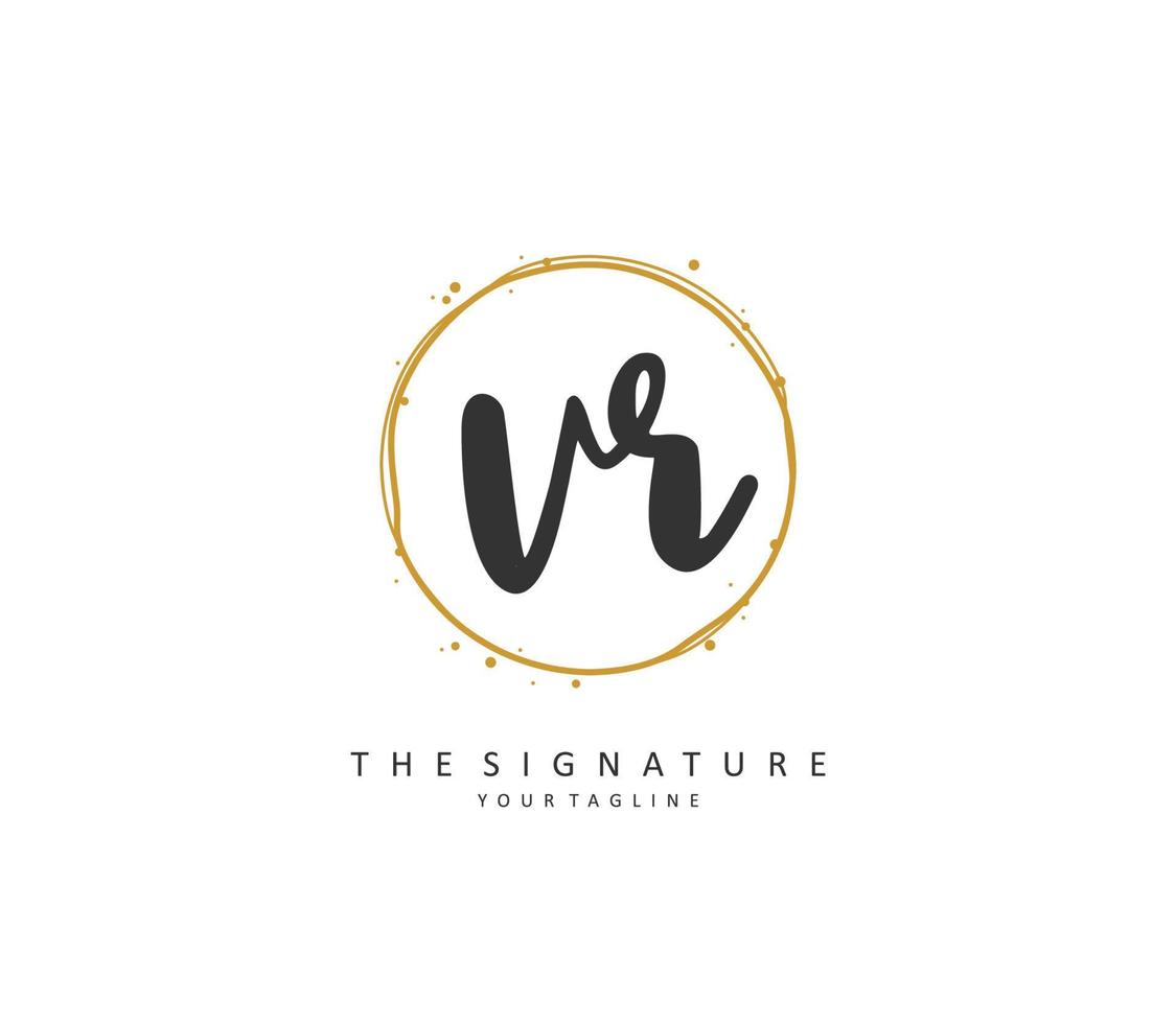 VR Initial letter handwriting and  signature logo. A concept handwriting initial logo with template element. vector