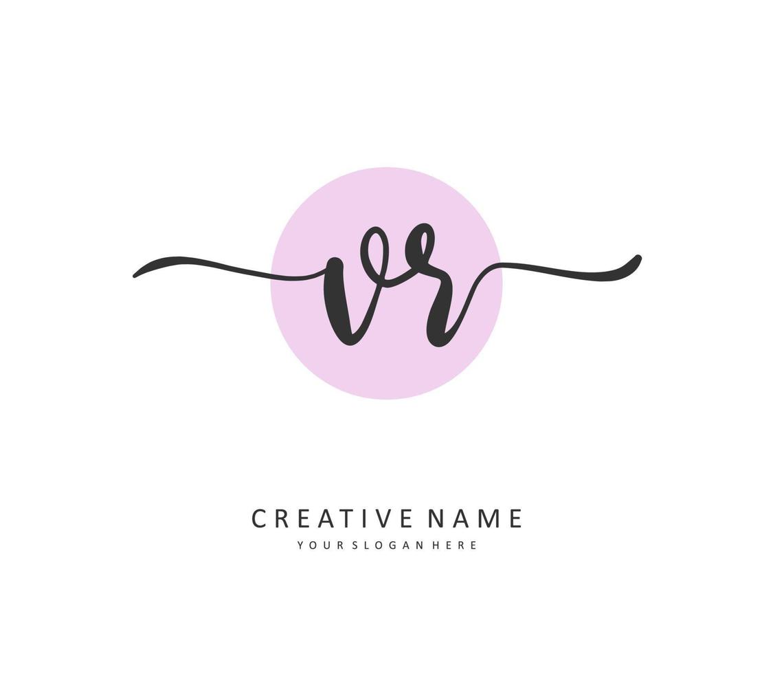 VR Initial letter handwriting and  signature logo. A concept handwriting initial logo with template element. vector