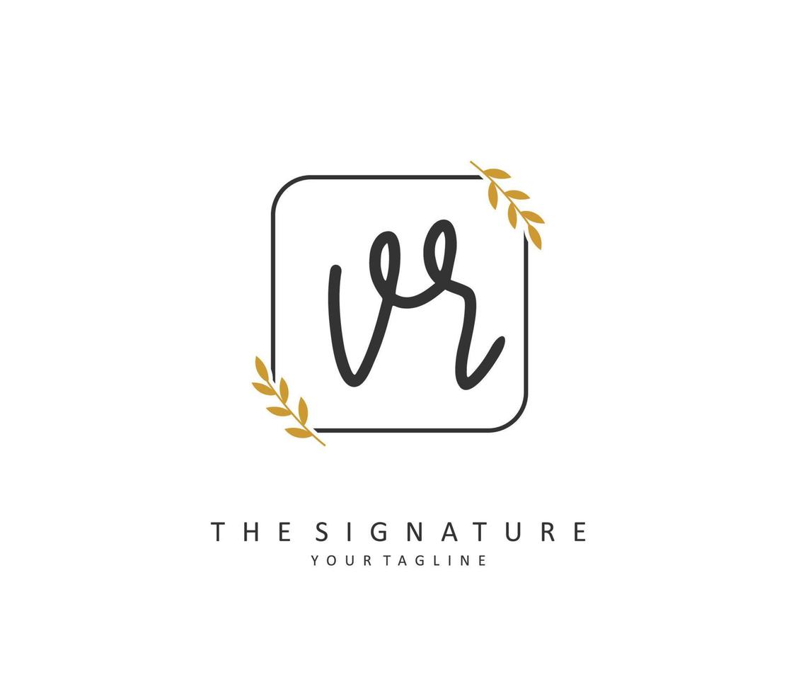 VR Initial letter handwriting and  signature logo. A concept handwriting initial logo with template element. vector