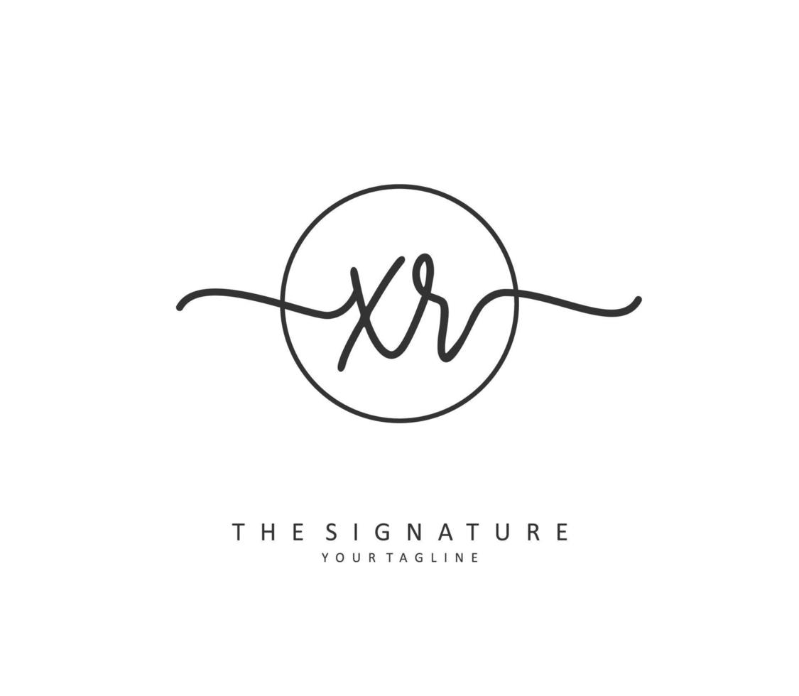XR Initial letter handwriting and  signature logo. A concept handwriting initial logo with template element. vector