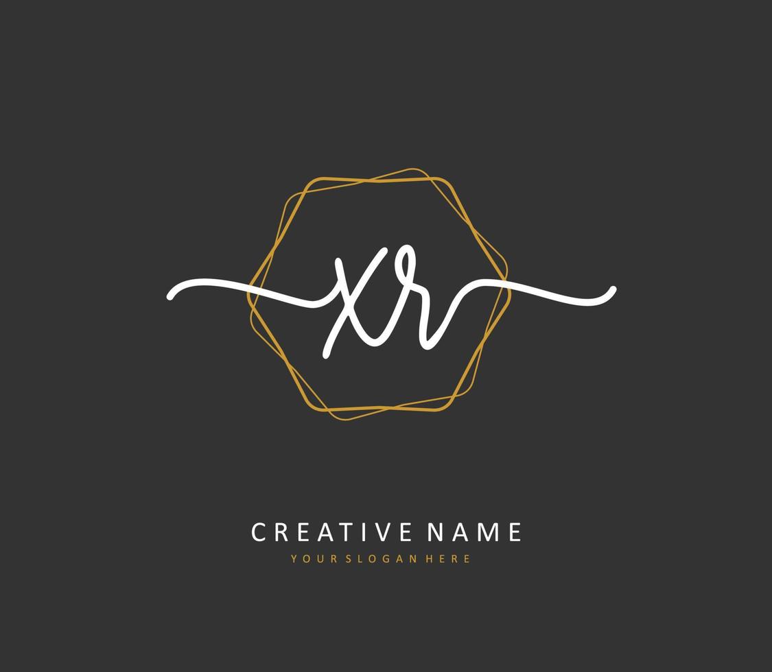 XR Initial letter handwriting and  signature logo. A concept handwriting initial logo with template element. vector