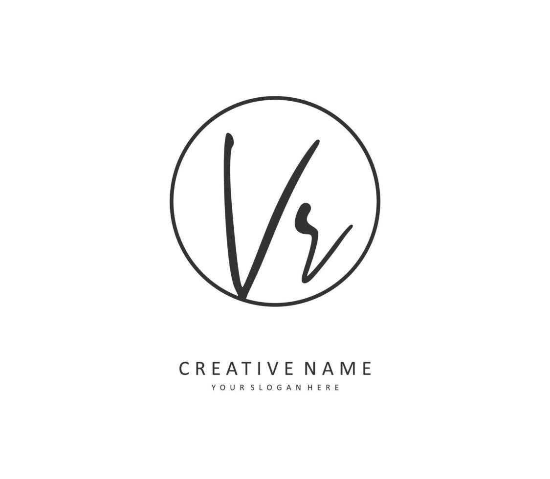 VR Initial letter handwriting and  signature logo. A concept handwriting initial logo with template element. vector