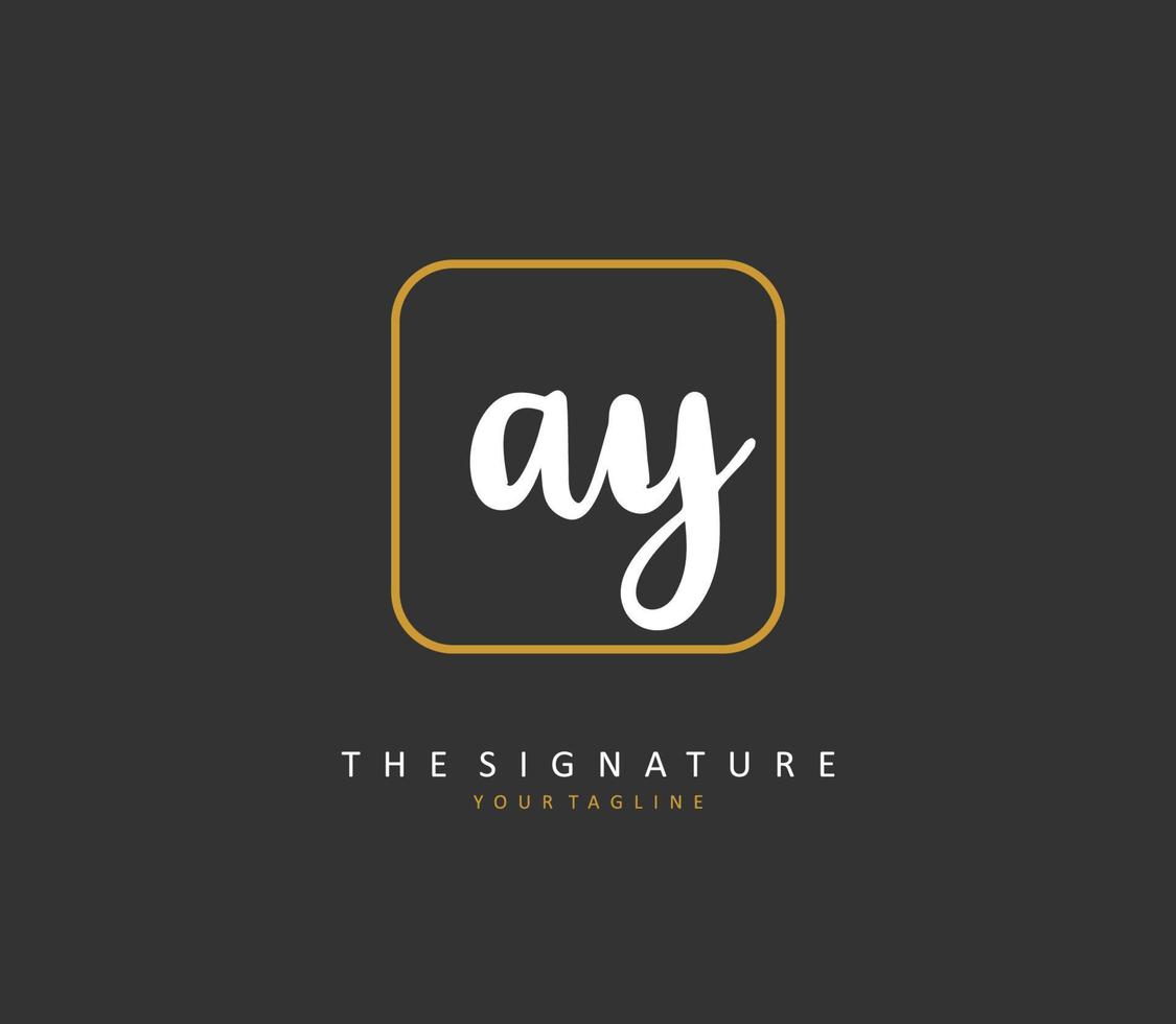 AY Initial letter handwriting and signature logo. A concept handwriting