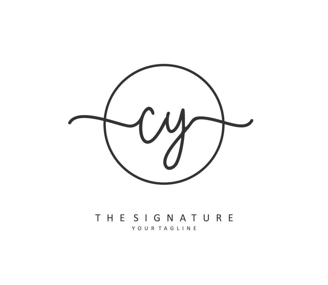 CY Initial letter handwriting and  signature logo. A concept handwriting initial logo with template element. vector