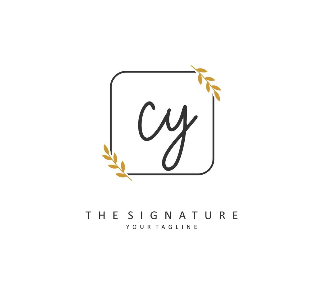 CY Initial letter handwriting and  signature logo. A concept handwriting initial logo with template element. vector