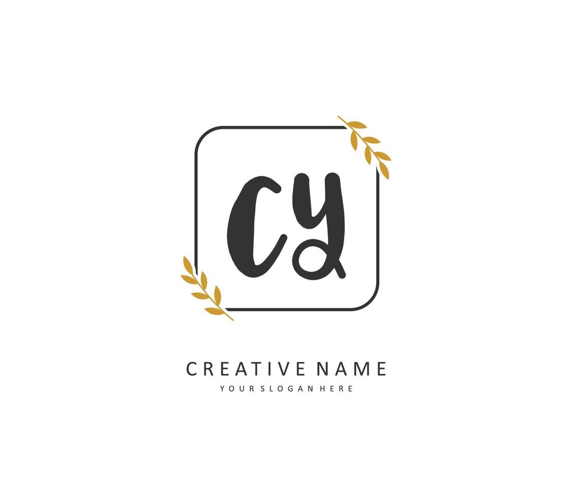 CY Initial letter handwriting and  signature logo. A concept handwriting initial logo with template element. vector