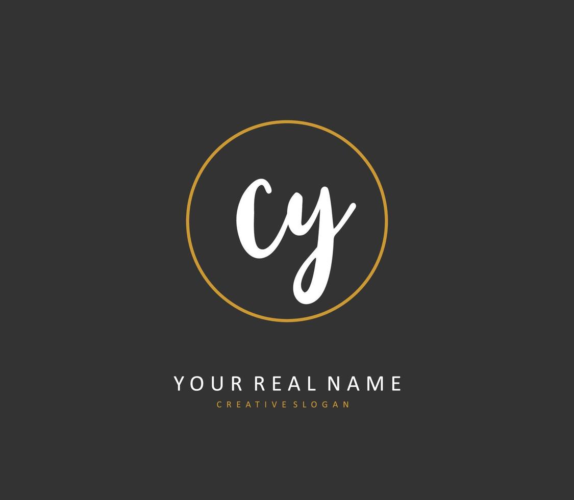 CY Initial letter handwriting and  signature logo. A concept handwriting initial logo with template element. vector