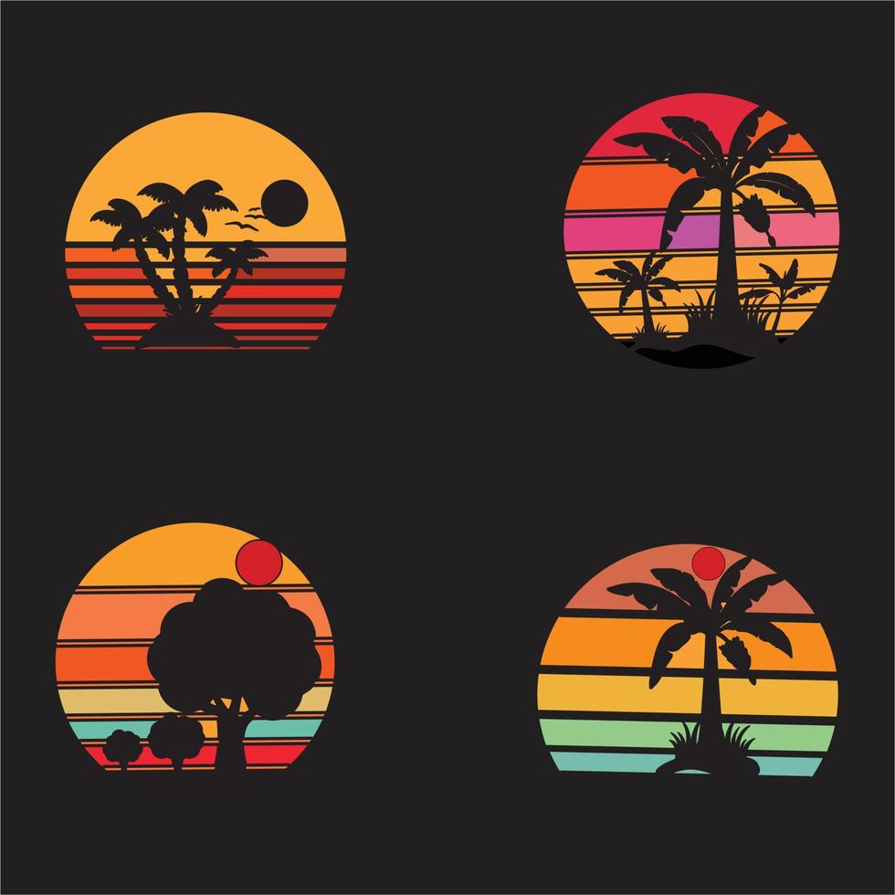 retro puesta de sol manojo, instante descargar retro diseño retro puesta de sol clipart, puesta de sol retro diseño. vector