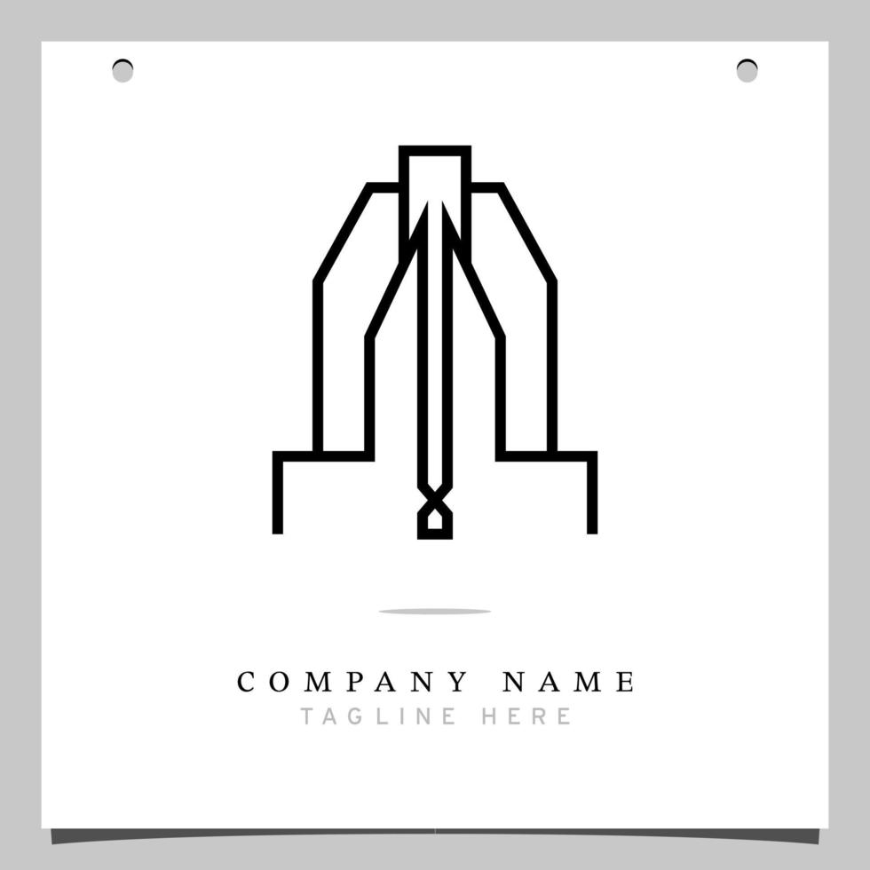 Line Art Logo, Logo icon with illustration of lines forming a building plane. vector