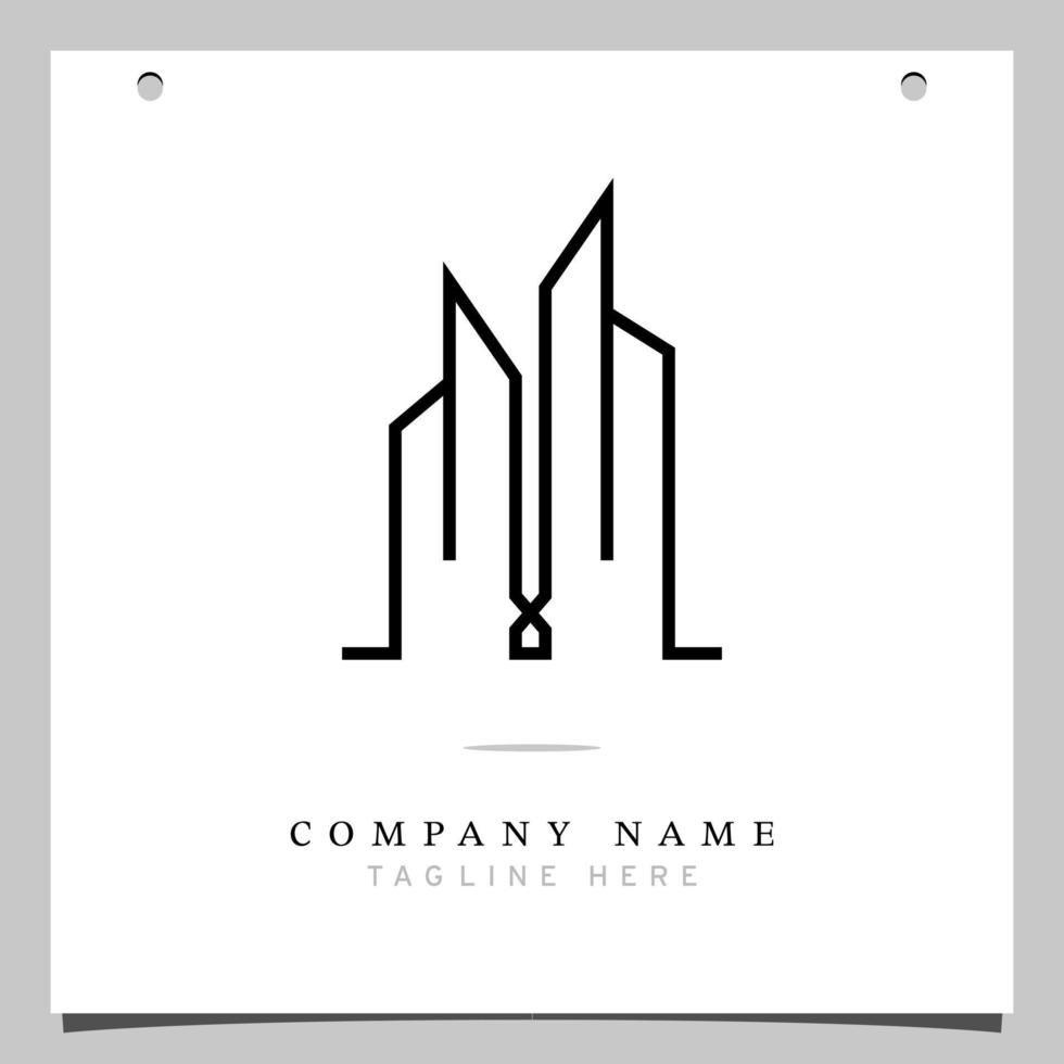 Line Art Logo, Logo icon with illustration of lines forming a building plane. vector