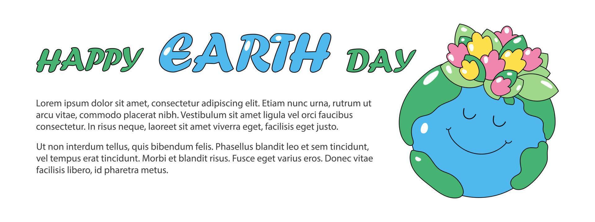Happy Earth day horizontal background vector illustration